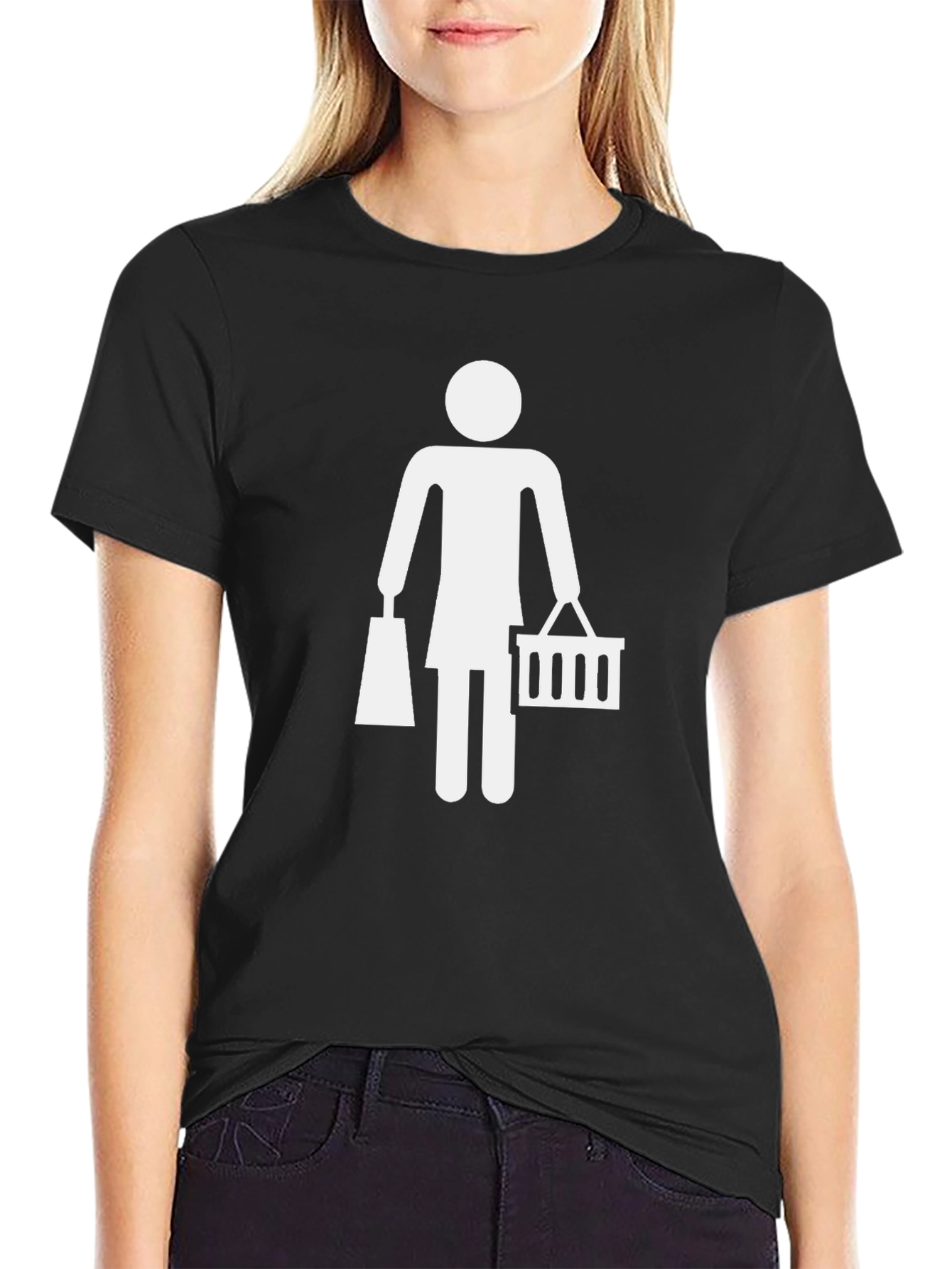 Black Woman Shopping Graphic Tee - Black view 2