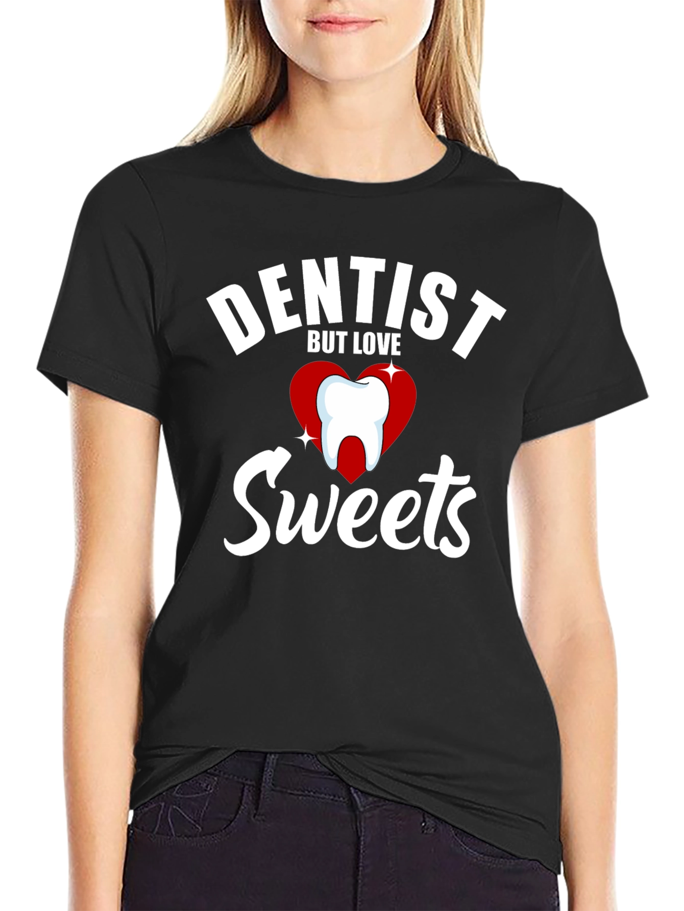 Black Dentist But Love Sweets Funny Graphic T-Shirt view 2