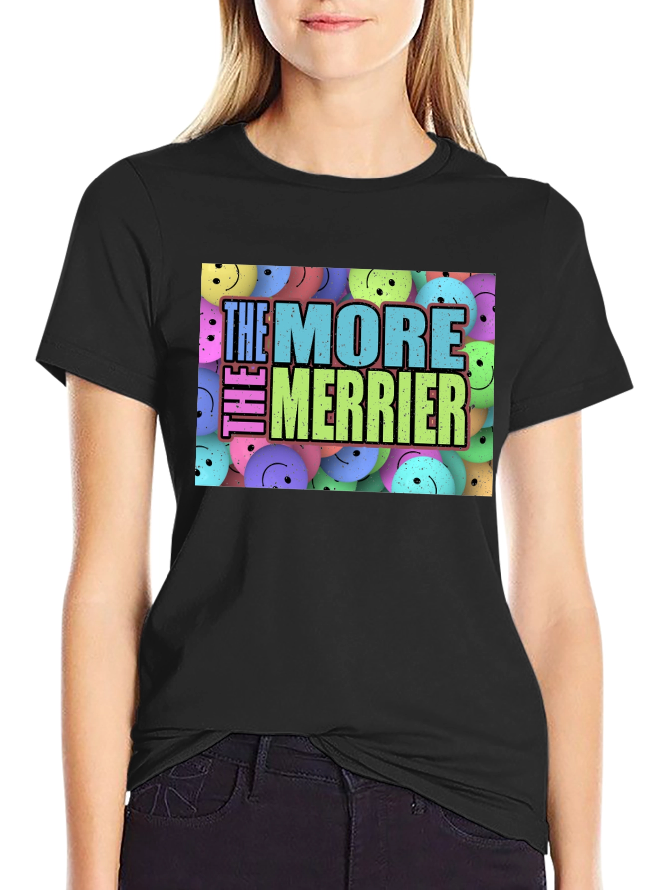 Black The More The Merrier Graphic T-Shirt view 2