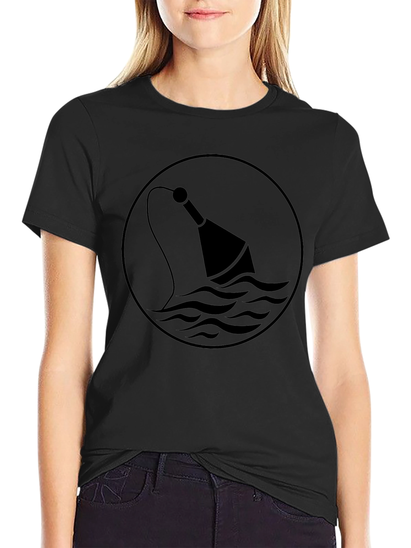 Black Black Nautical Buoy Graphic T-Shirt view 2