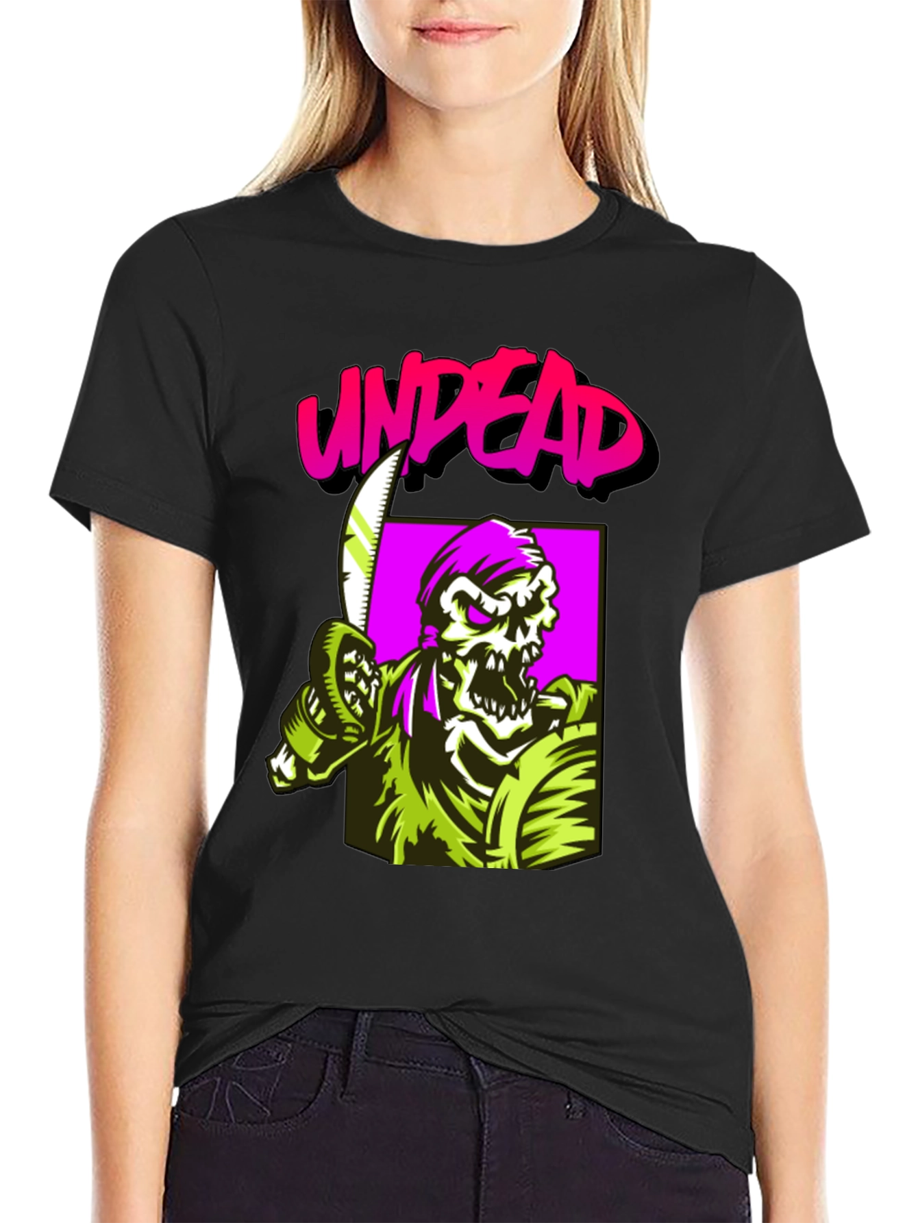 Black Undead Graphic Tee - Black Cotton Shirt view 2