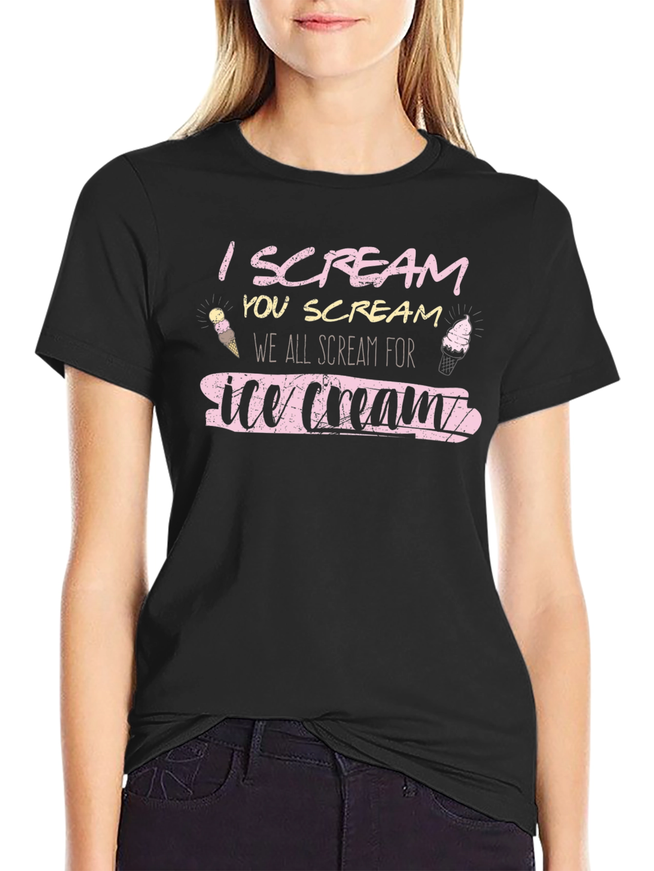 Black I Scream for Ice Cream Graphic Tee view 2