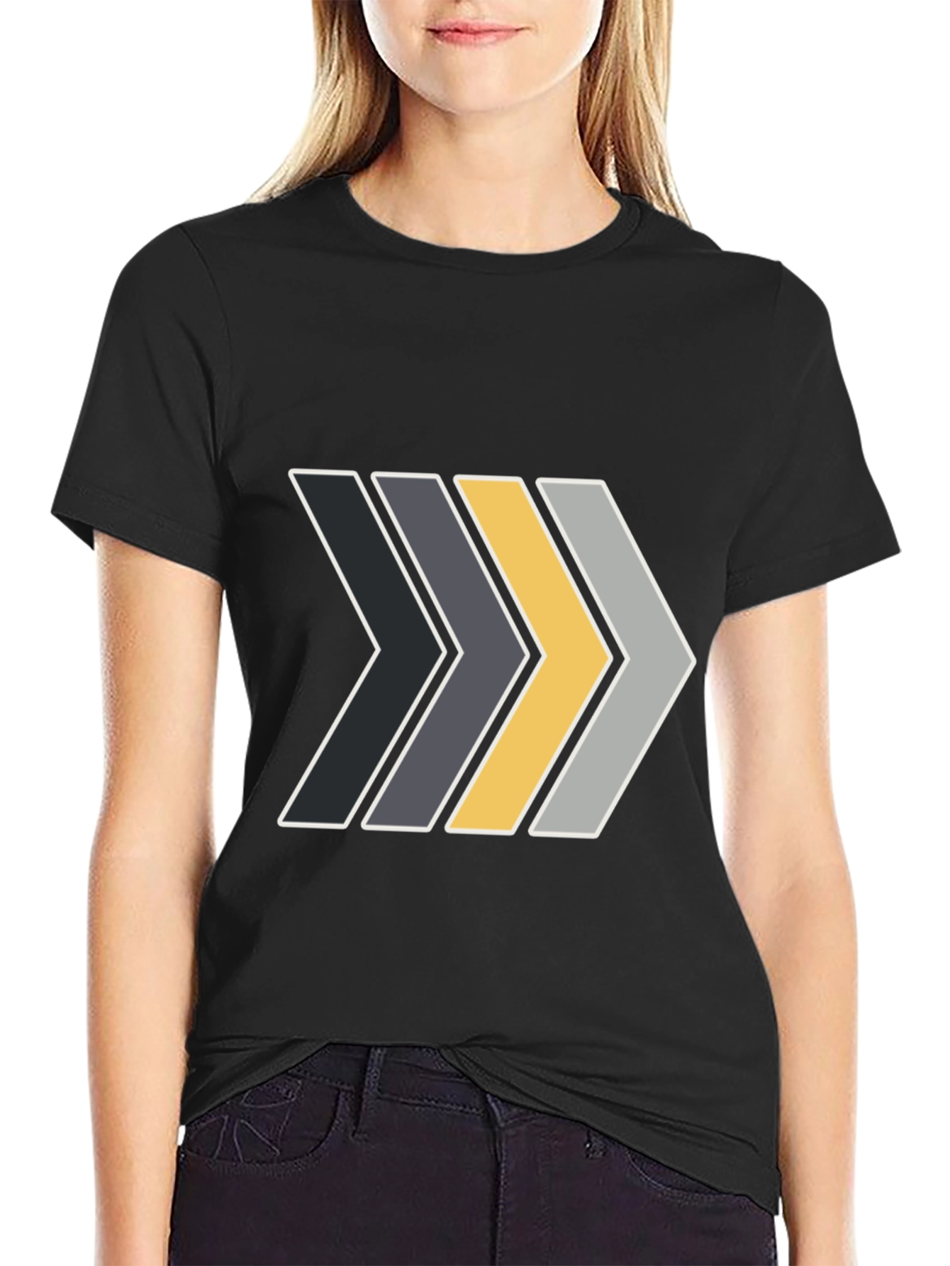 Black Stylish Arrow Graphic Tee - Modern Design view 2