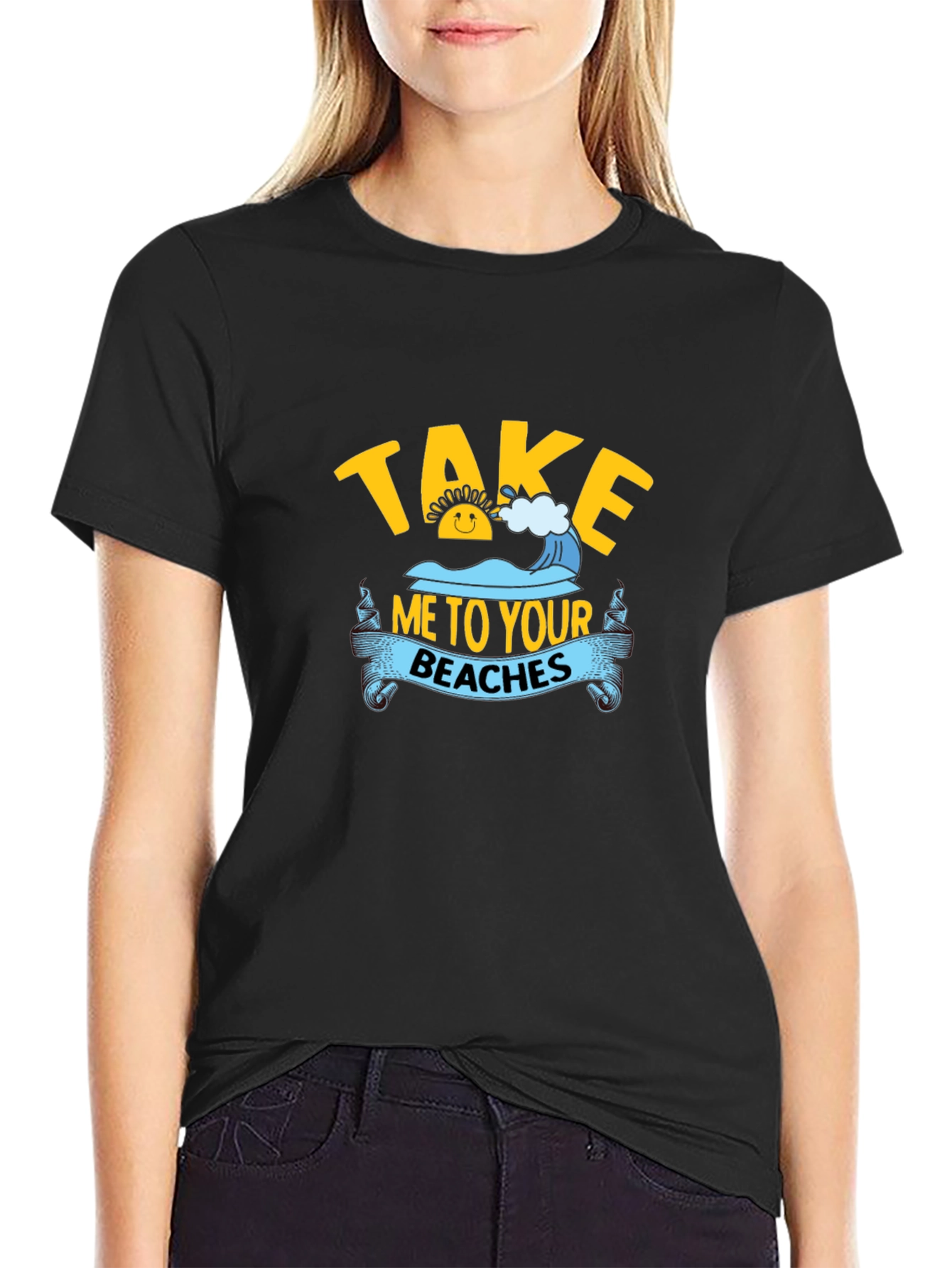 Black Take Me to Your Beaches Black T-Shirt view 2