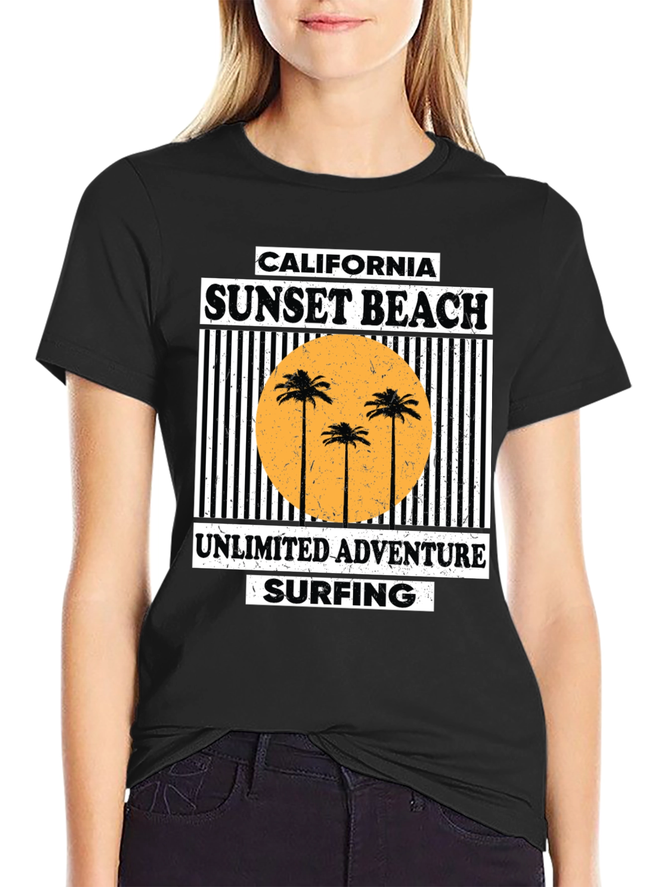 Black California Sunset Beach Graphic Tee - Unlimited Adventure view 2