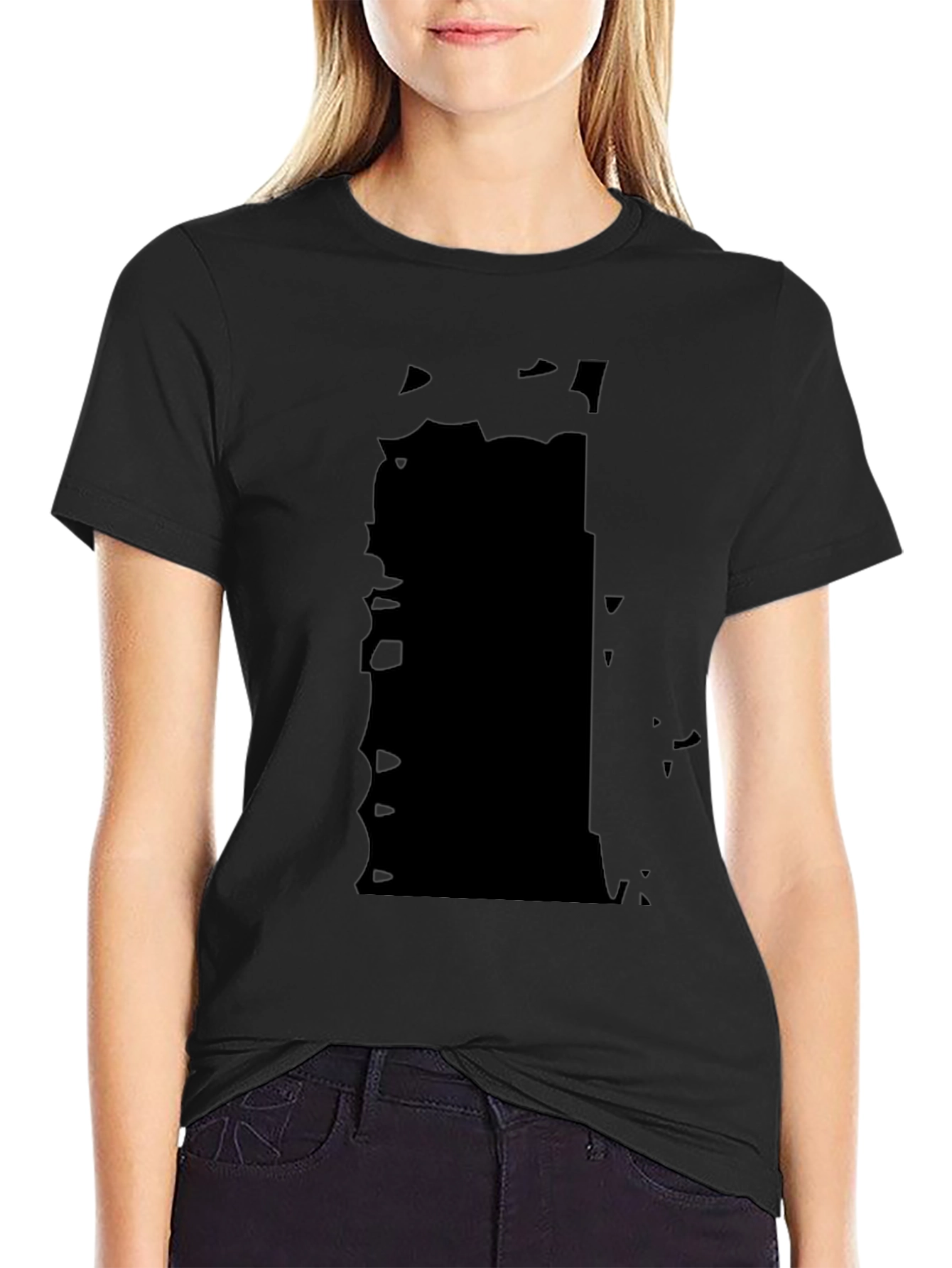 Black Men's Black Graphic T-Shirt - Abstract Design view 2