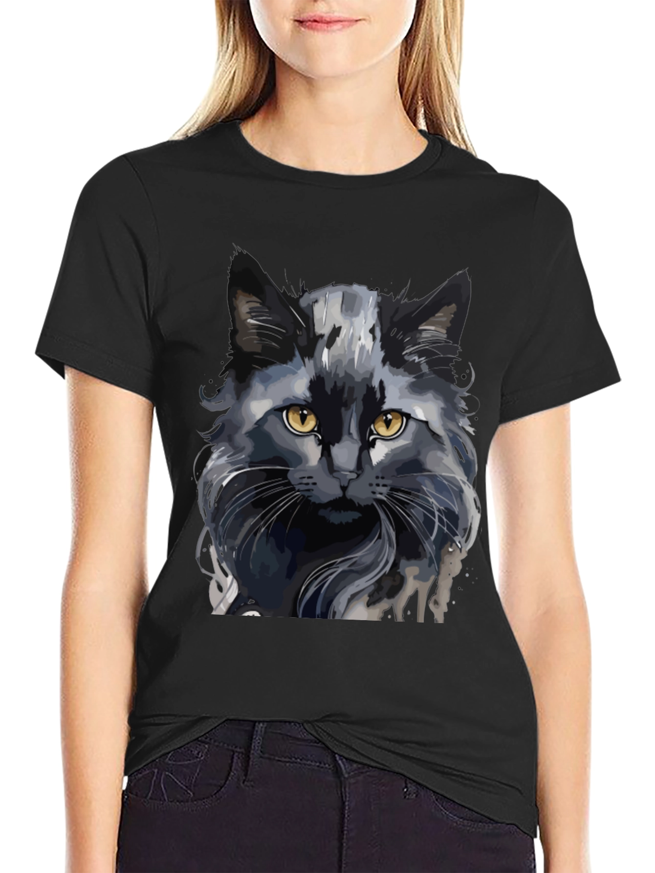 Black Black Cat Graphic T-Shirt view 2