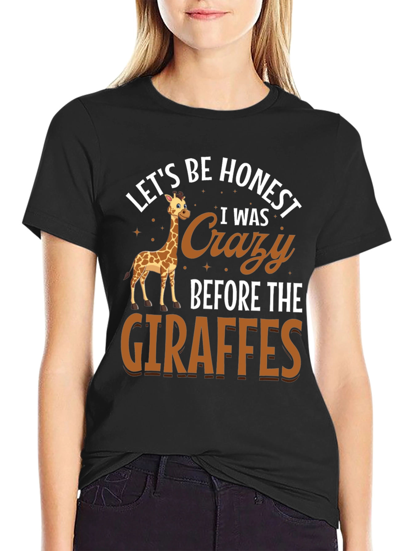 Black Crazy About Giraffes Tee view 2