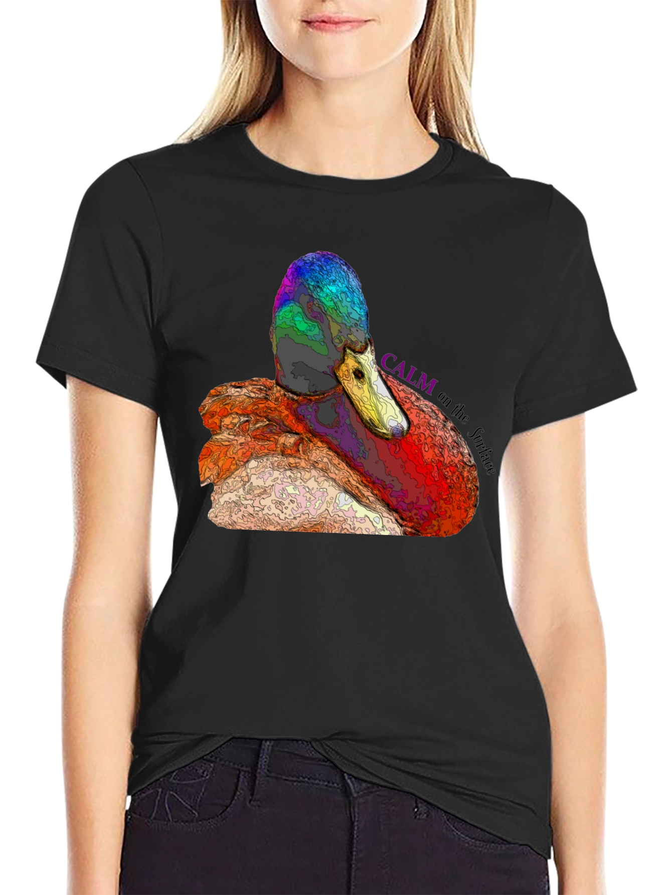 Black Calm Duck Graphic Tee - Men's Black T-Shirt view 2