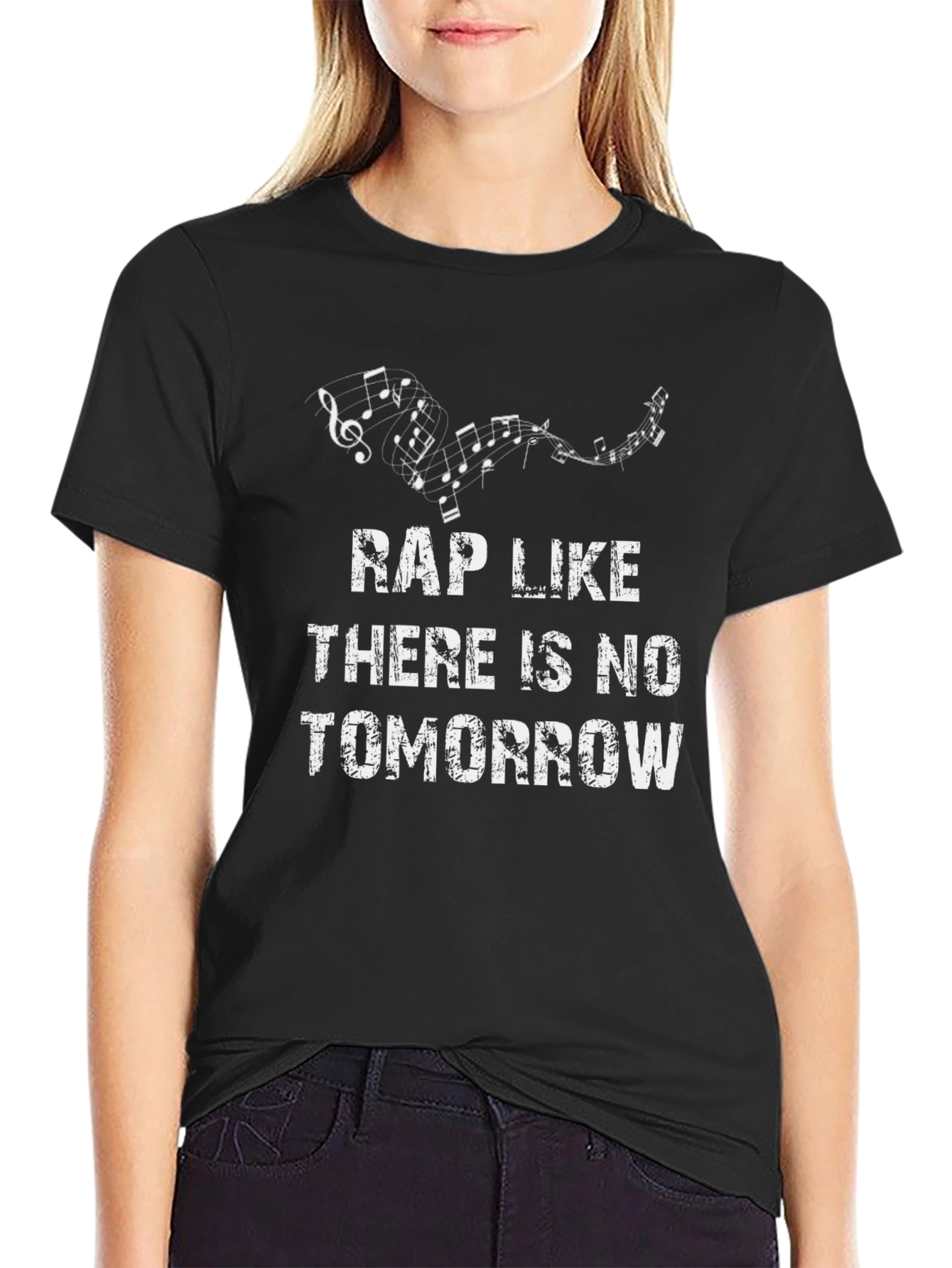Black Rap Like There Is No Tomorrow Black Graphic Tee view 2