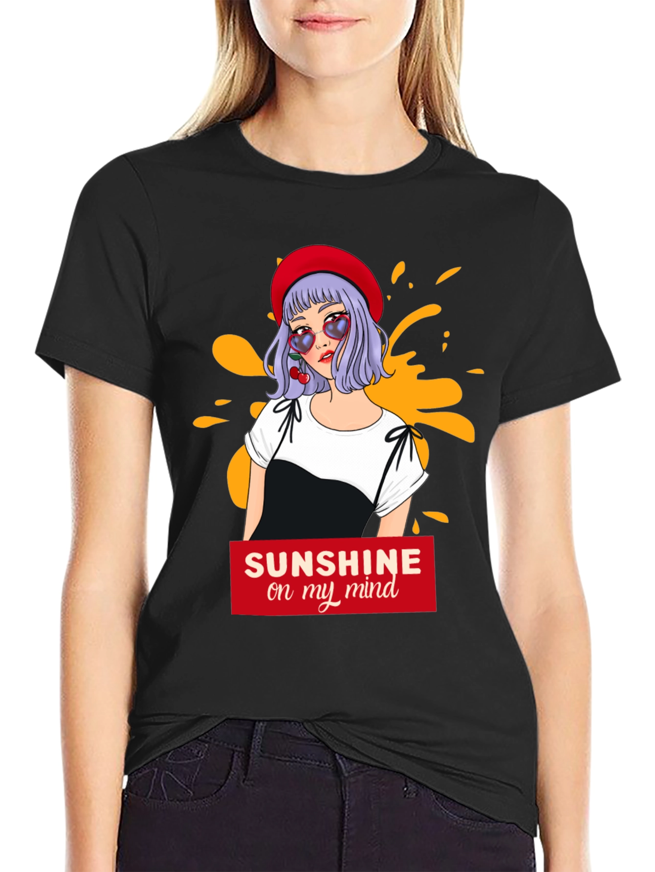 Black Sunshine Mind T-Shirt - Fun Graphic Tee view 2