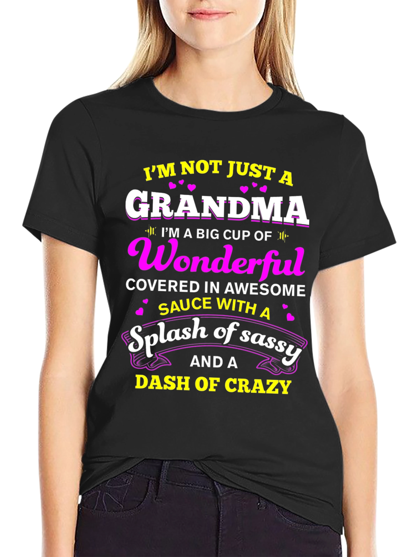 Black Grandma T-Shirt: Wonderful, Sassy, Crazy view 2