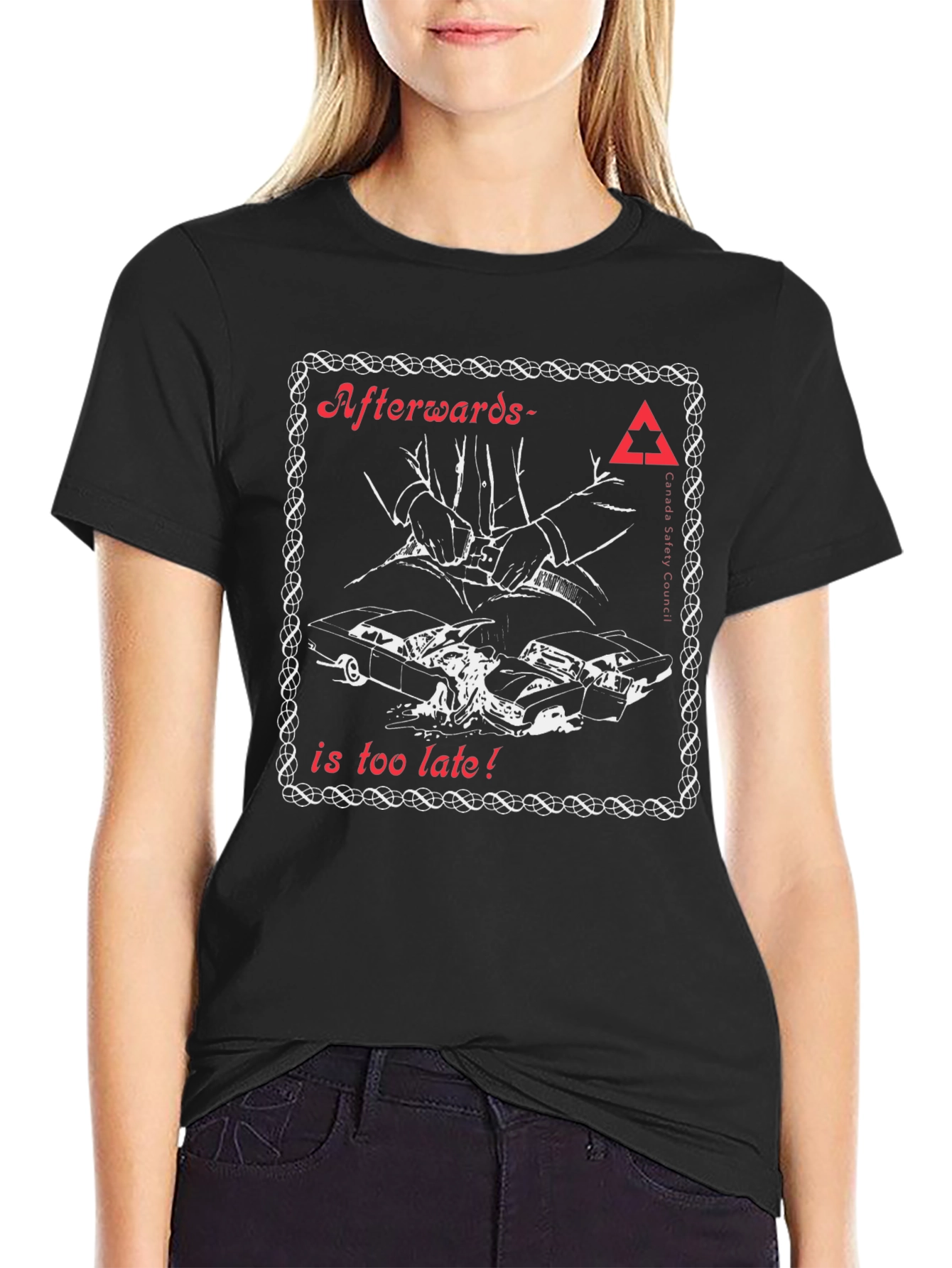 Black Afterwards is Too Late Safety T-Shirt view 2
