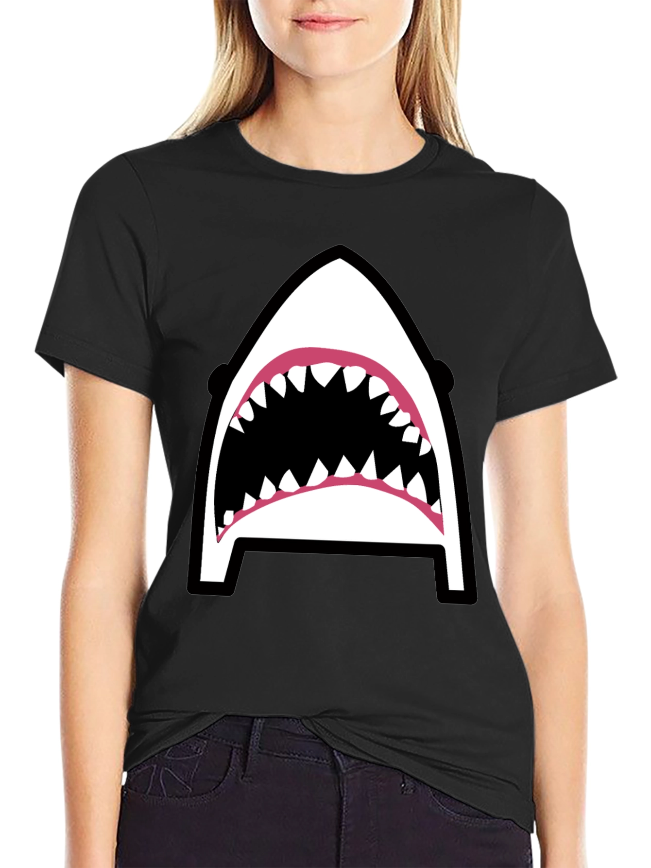 Black Shark Graphic Tee - Black Cotton Blend view 2