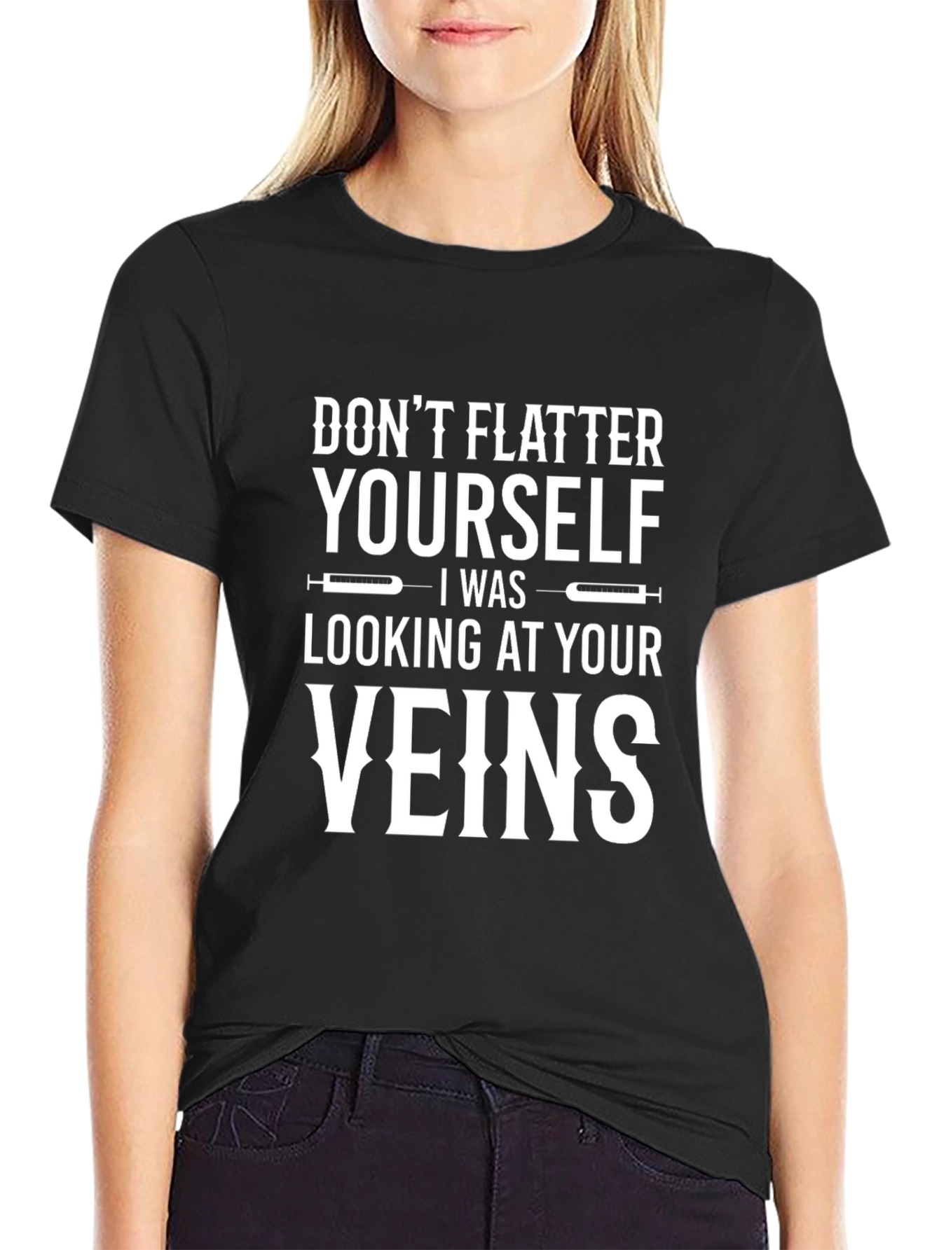 Black Funny Veins T-Shirt - Novelty Gift for Doctors & Nurses view 2