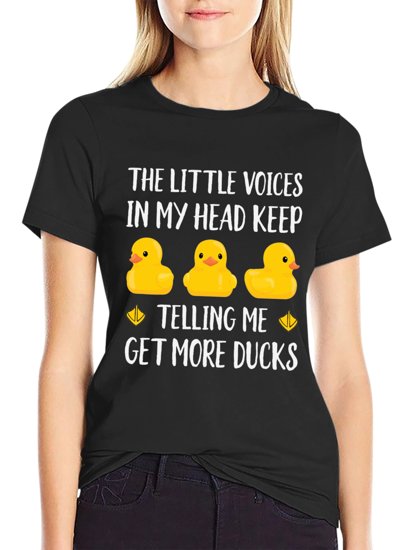 Black Funny Duck Lover T-Shirt - The Little Voices In My Head view 2
