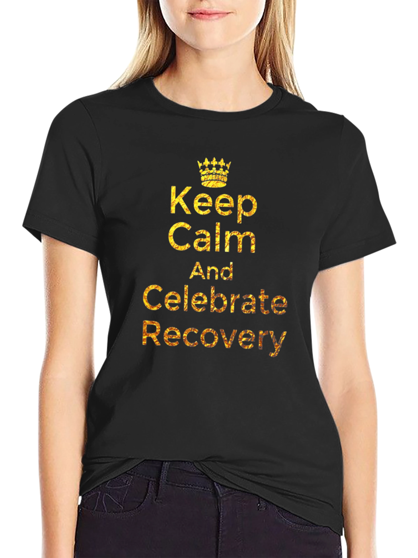 Black Keep Calm & Celebrate Recovery T-Shirt view 2