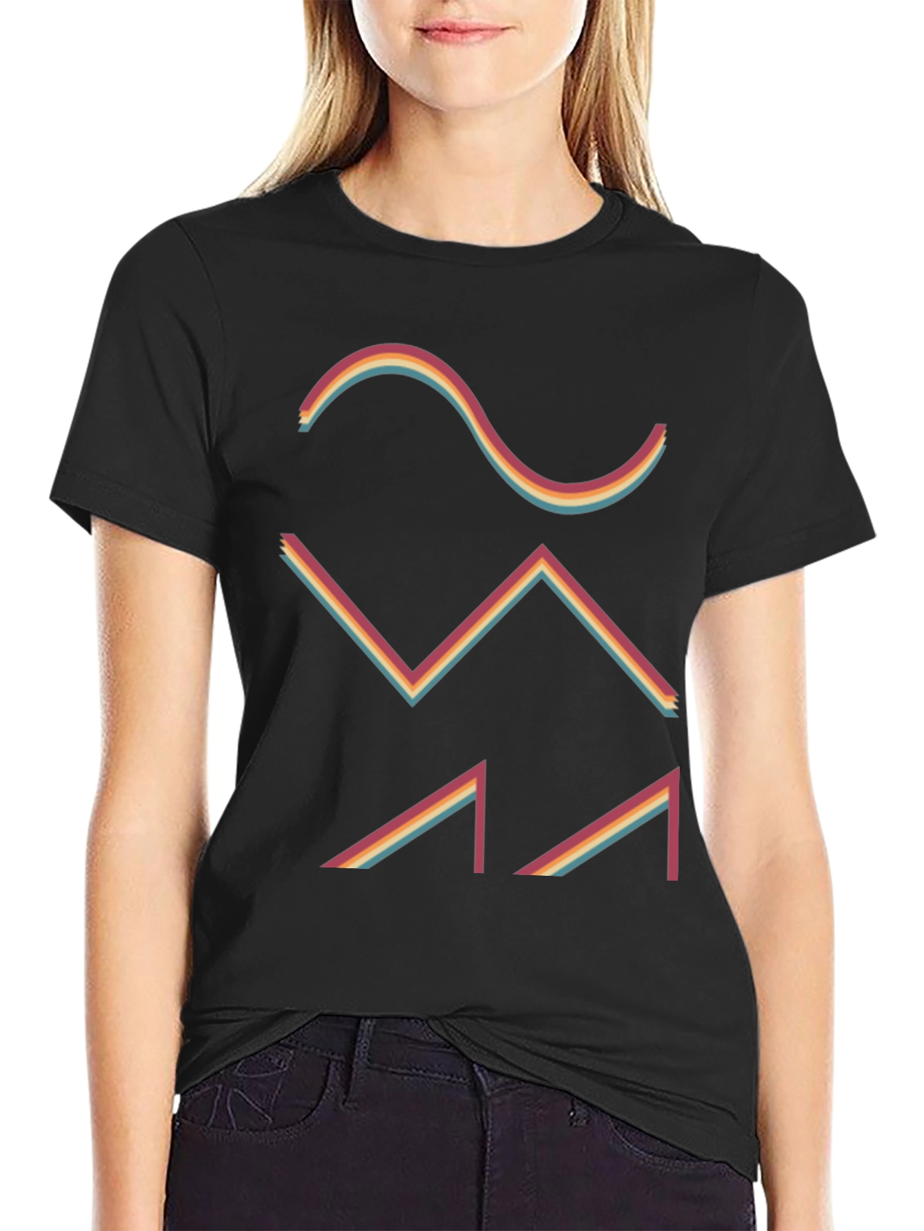 Black Retro Waveform Graphic Tee - Black view 2