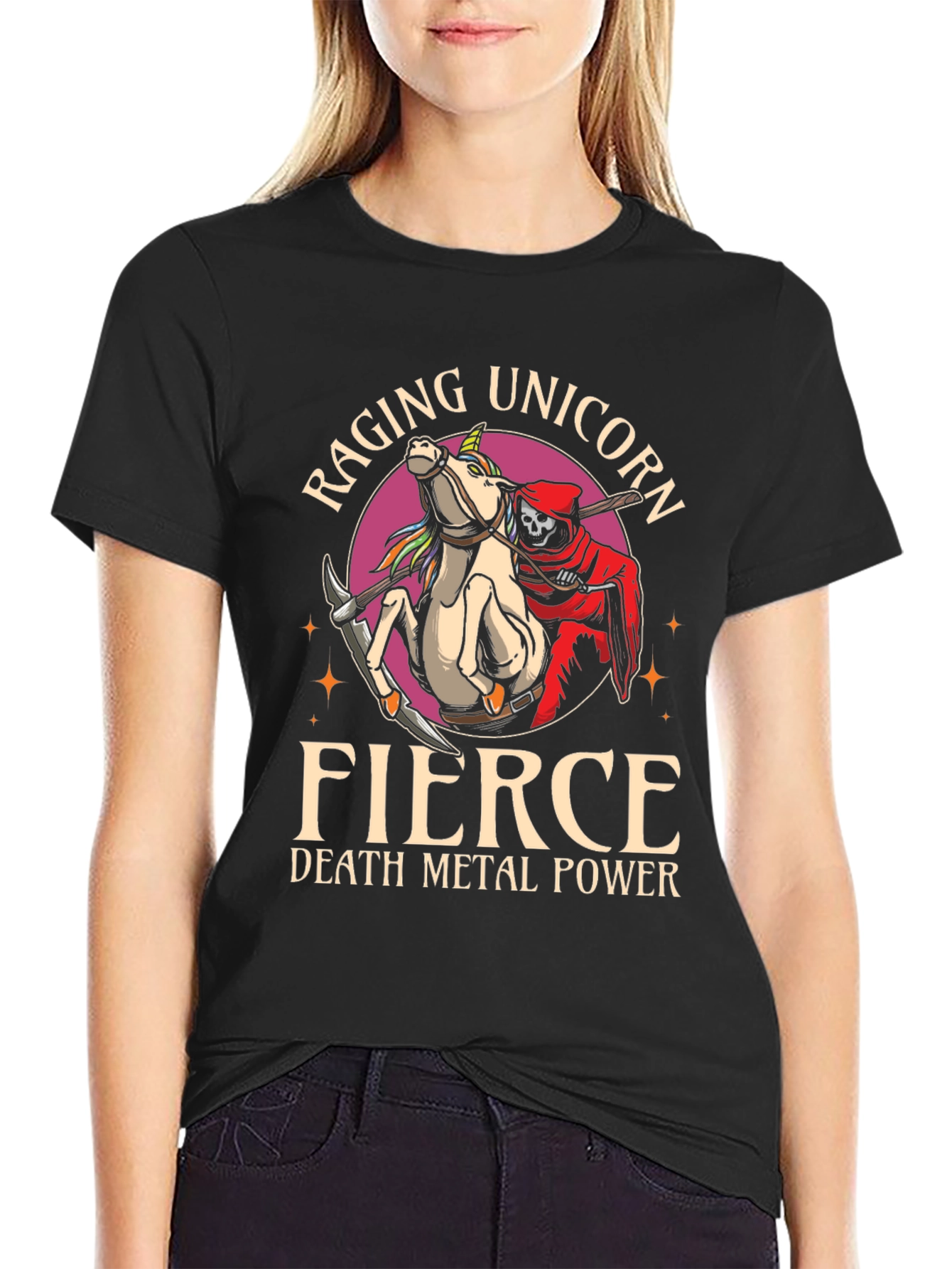 Black Raging Unicorn Death Metal T-Shirt view 2