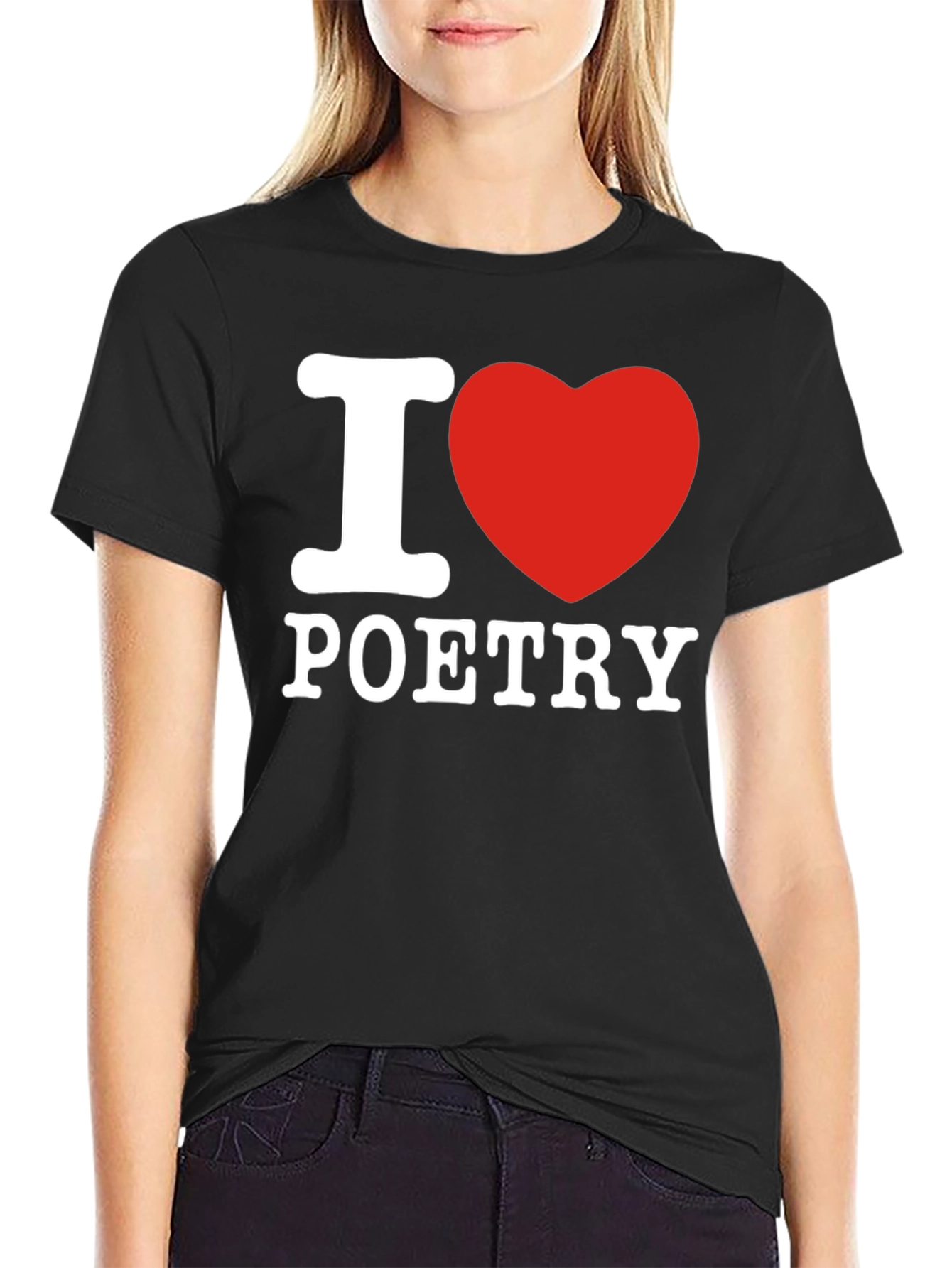 Black I Heart Poetry Graphic Tee - Soft Cotton Blend Shirt view 2