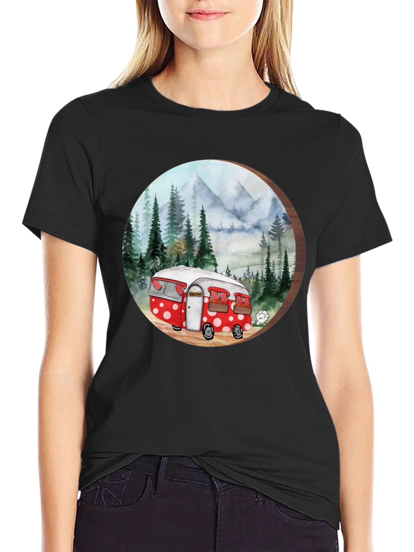 Black Camping Camper T-Shirt - Nature Adventure Tee view 2