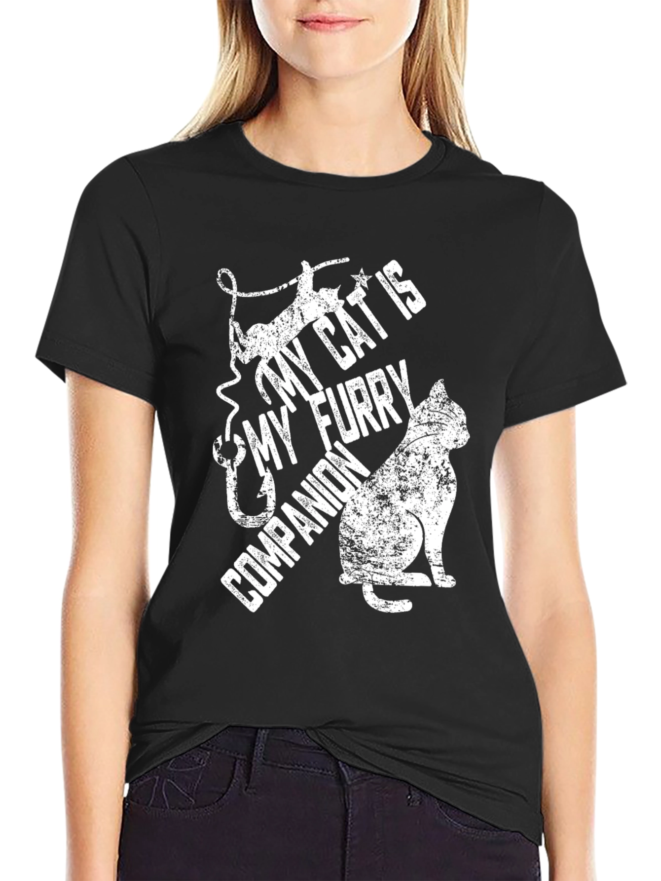 Black My Cat is My Furry Companion T-Shirt view 2