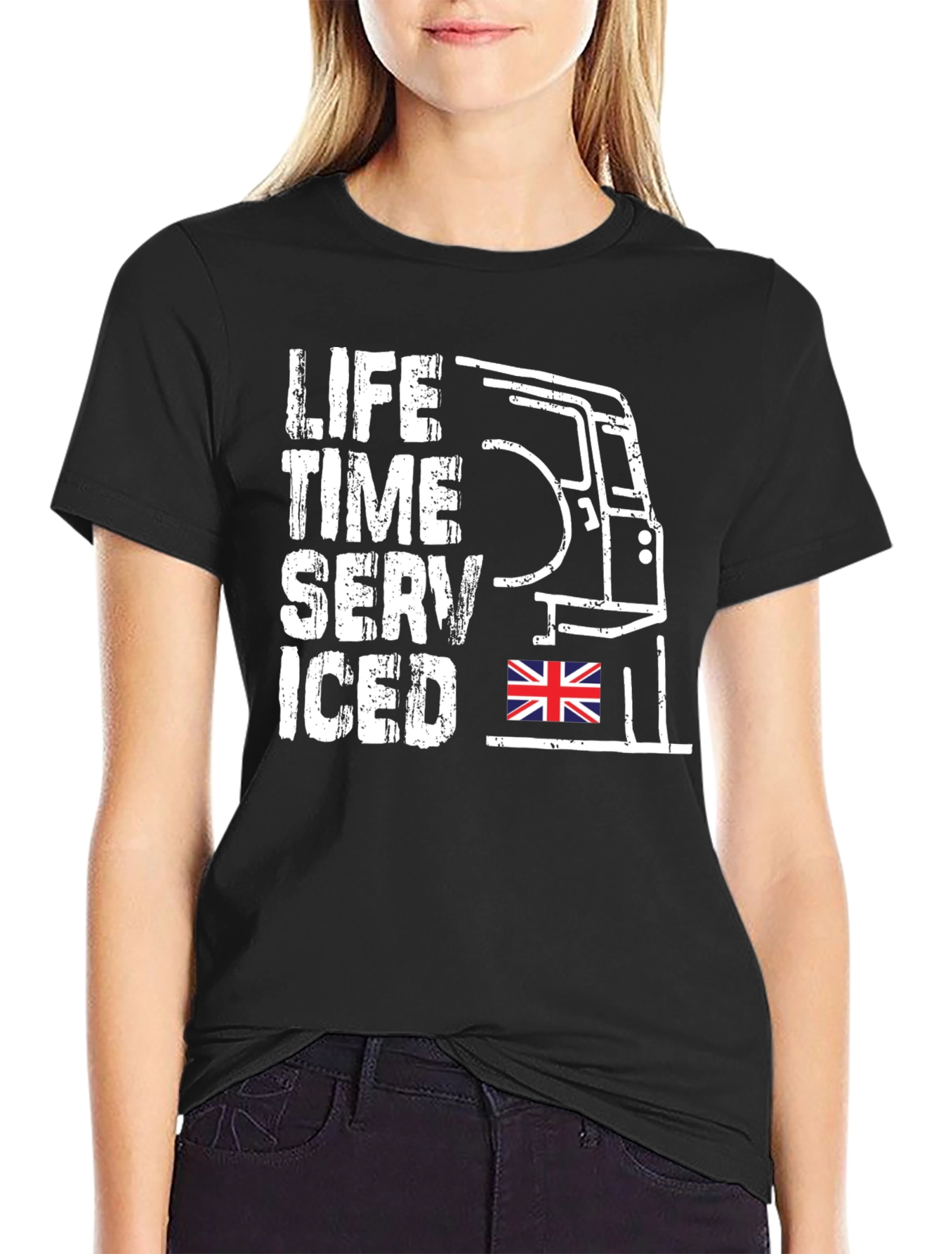 Black Life Time Serviced T-Shirt - Classic British Car Tee view 2
