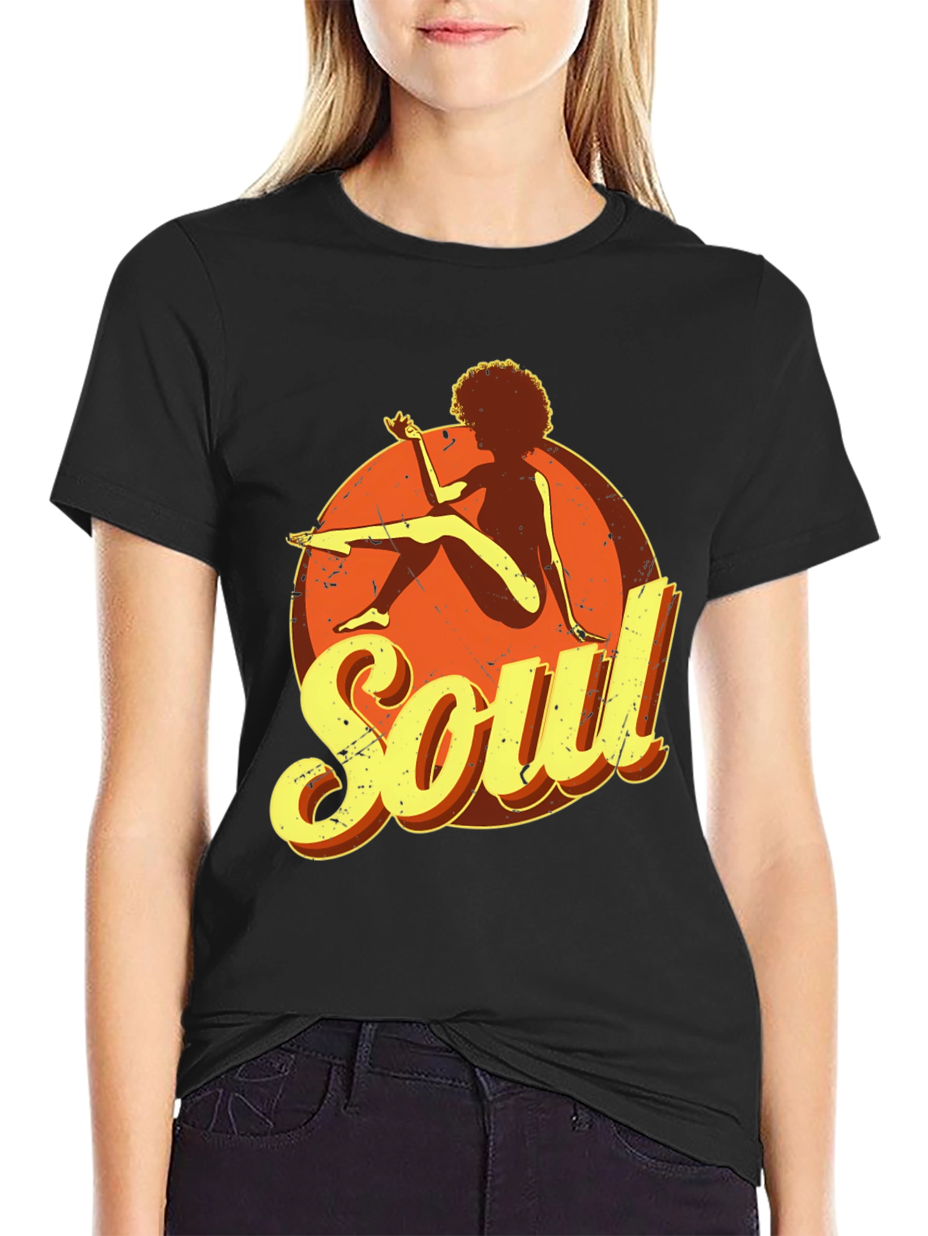 Black Retro Soul Graphic T-Shirt view 2