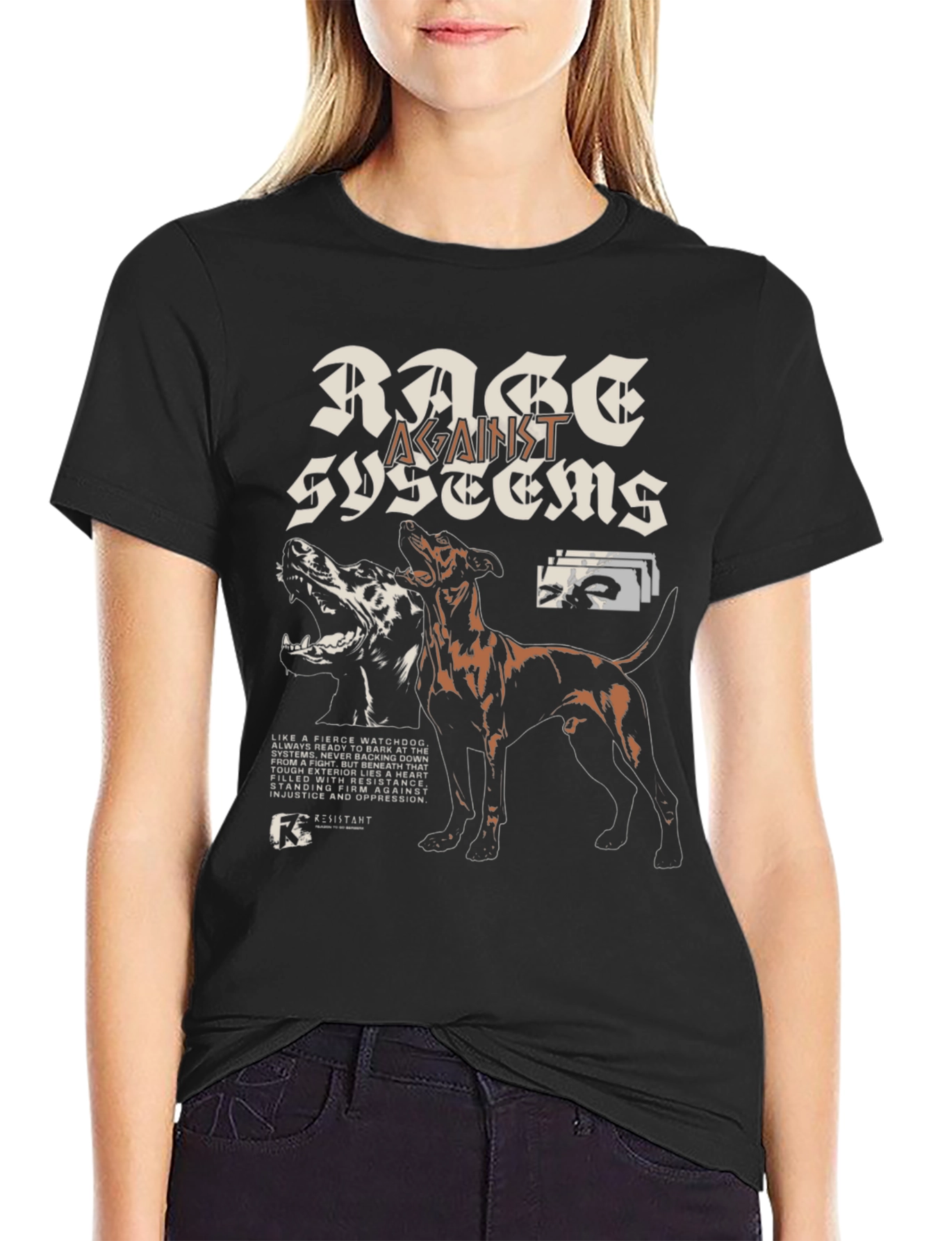 Black Rage Against Systems Graphic T-Shirt - Black view 2
