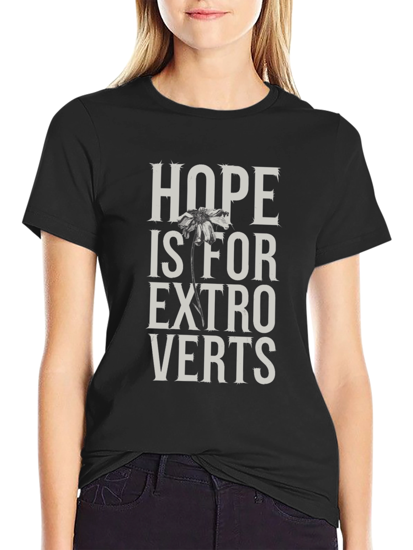 Black Hope Is For Extroverts Black Graphic Tee view 2