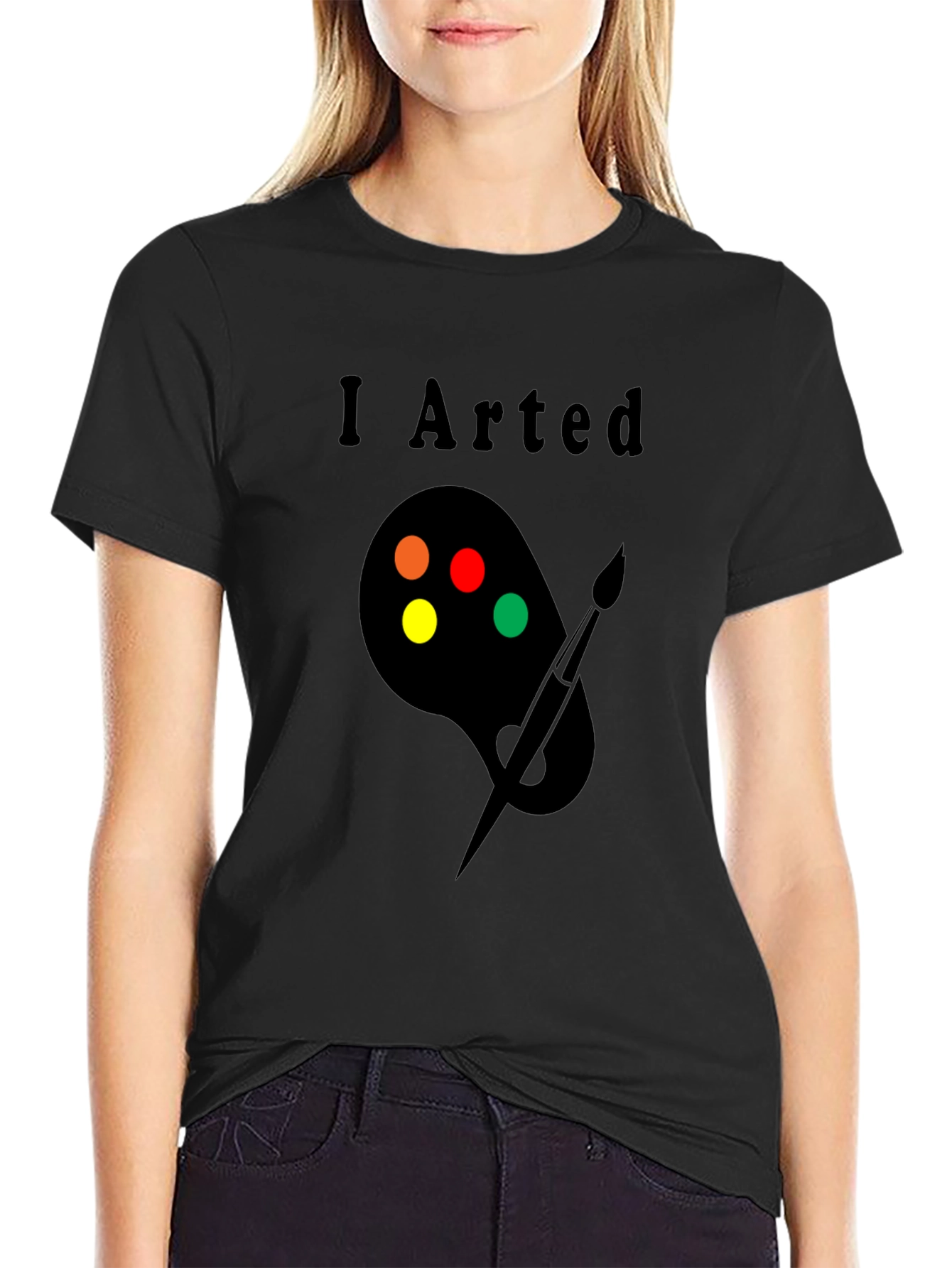 Black I Arted T-Shirt - Painter Palette Design view 2