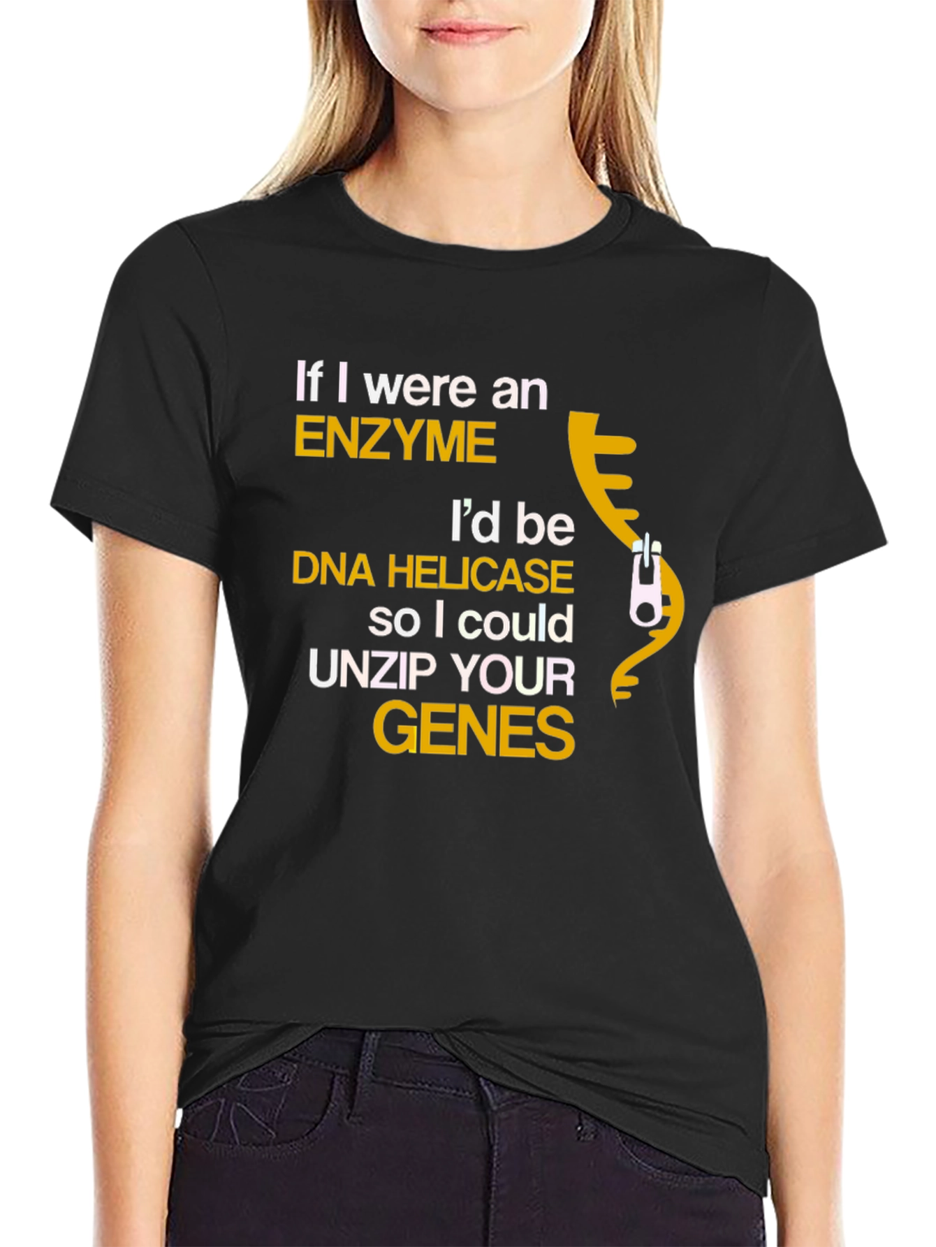 Black Enzyme DNA Helicase Funny Science T-Shirt view 2