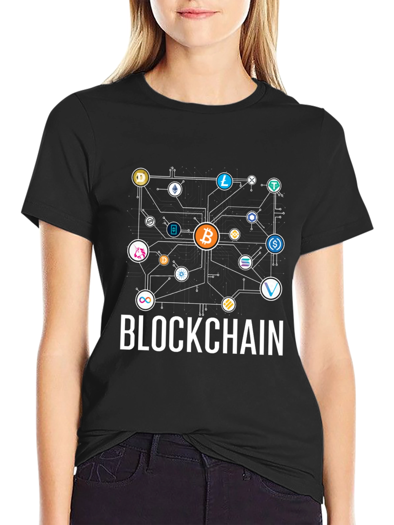 Black Blockchain Crypto T-Shirt - Bitcoin & Altcoins view 2