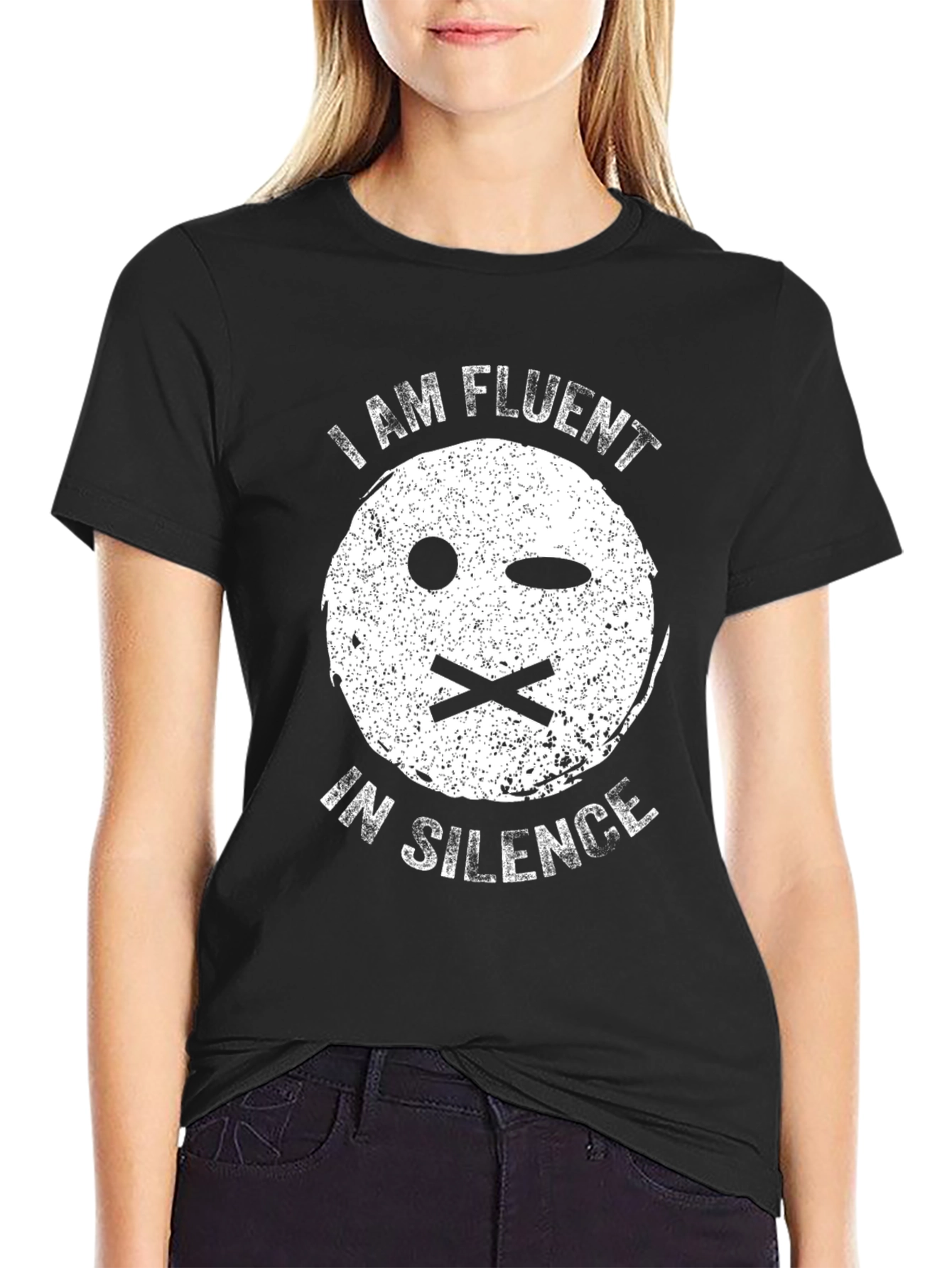 Black I Am Fluent In Silence Black Graphic Tee view 2