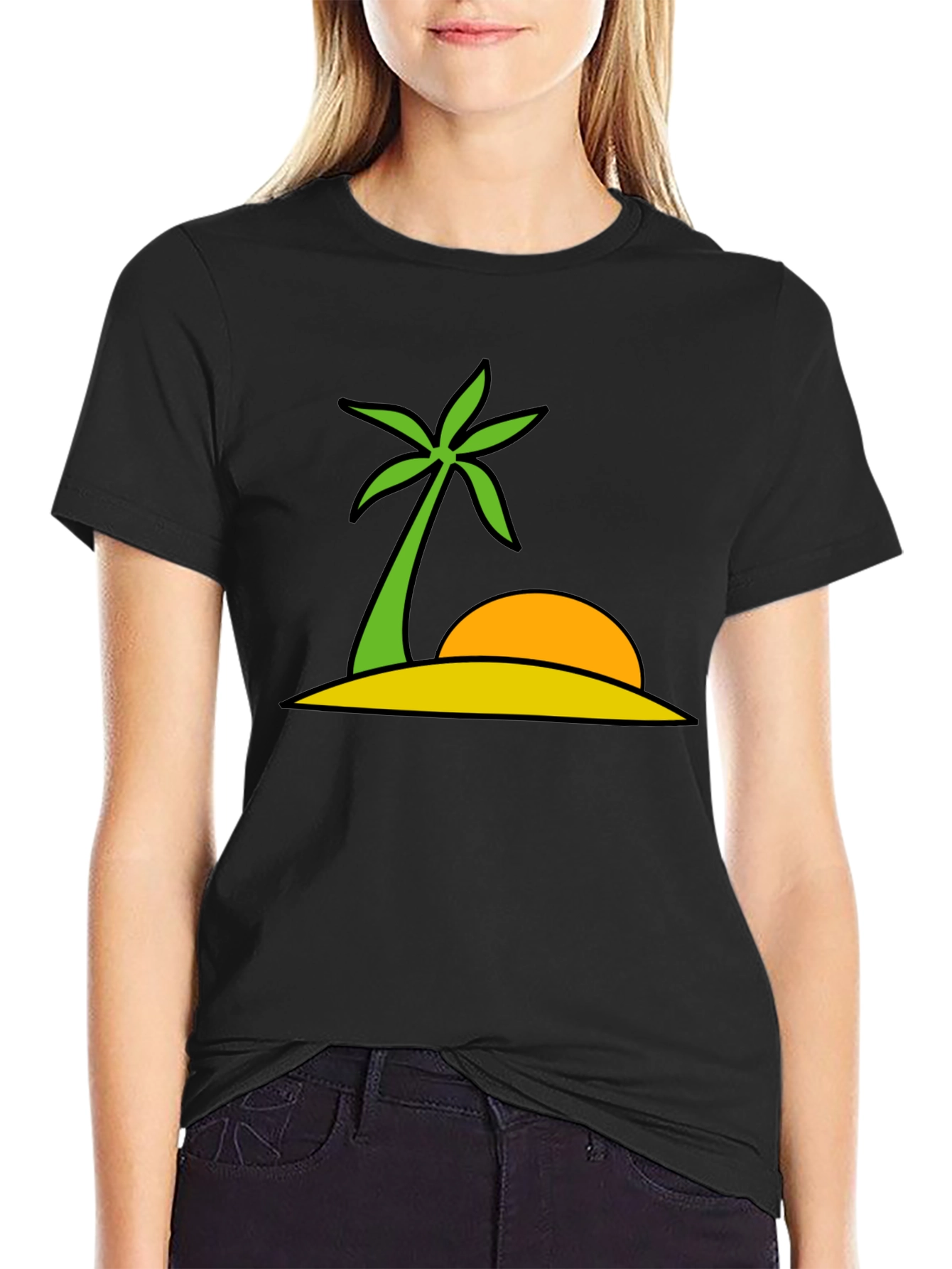 Black Tropical Island Graphic Tee - Summer Vibes view 2