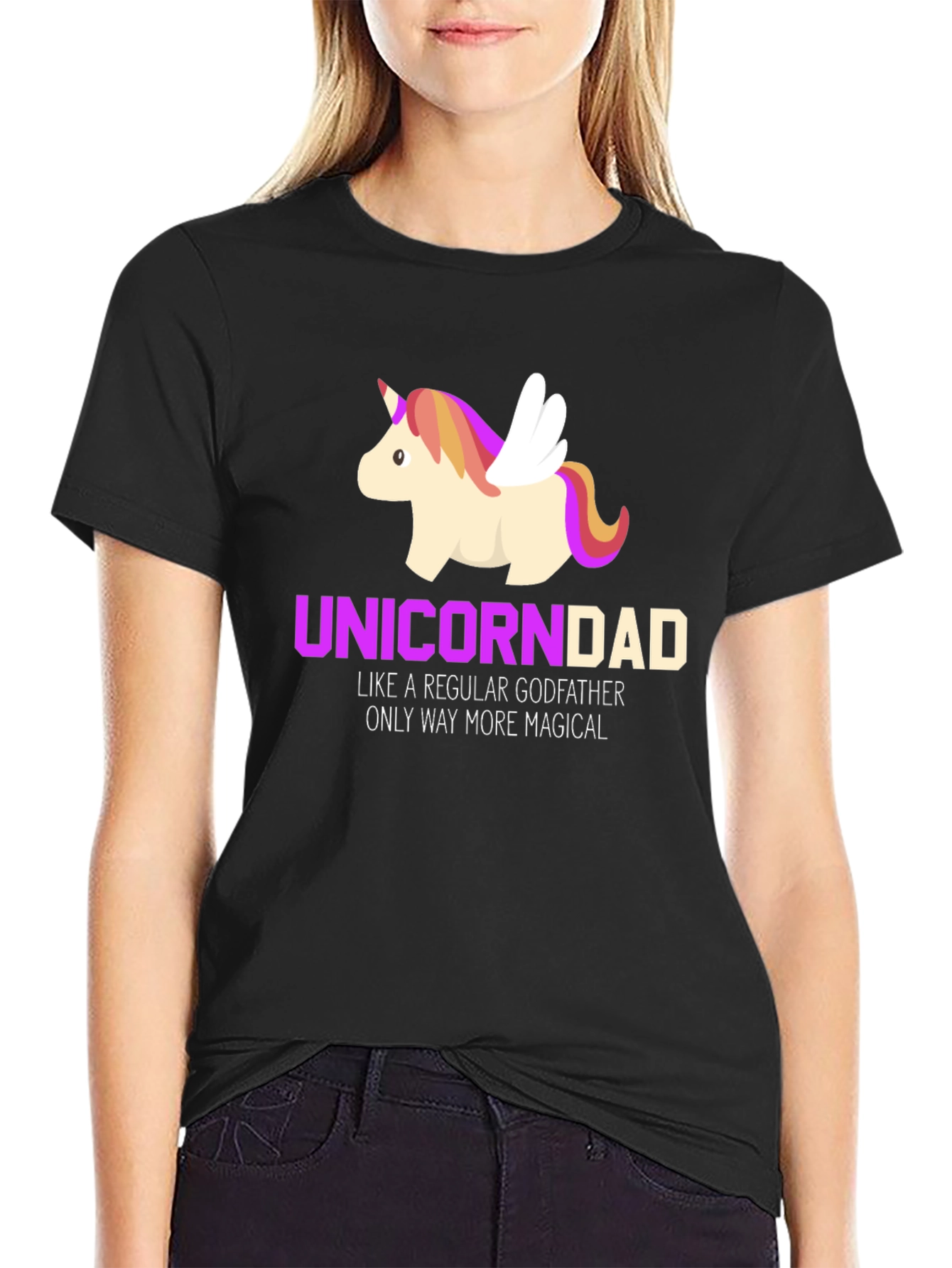 Black Unicorn Dad Magical Godfather T-Shirt view 2