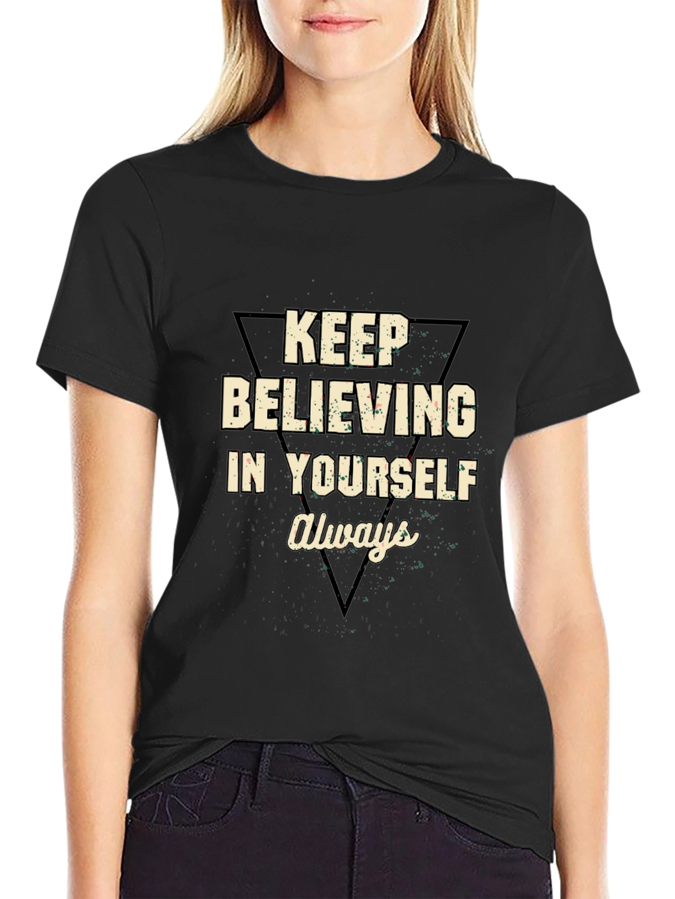 Black Motivational Black T-Shirt - Believe in Yourself view 2