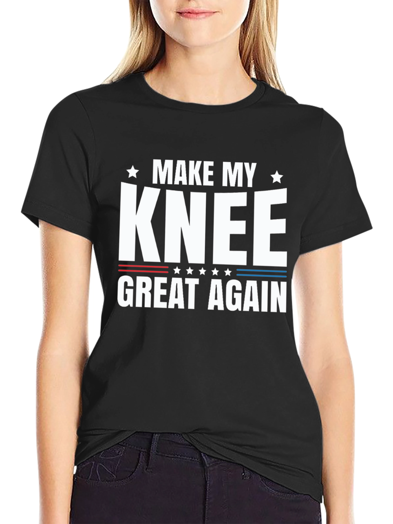 Black Make My Knee Great Again Graphic Tee view 2
