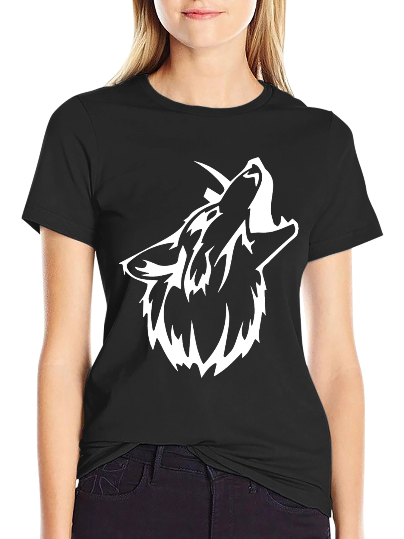 Black Men's Black Wolf Graphic Tee view 2