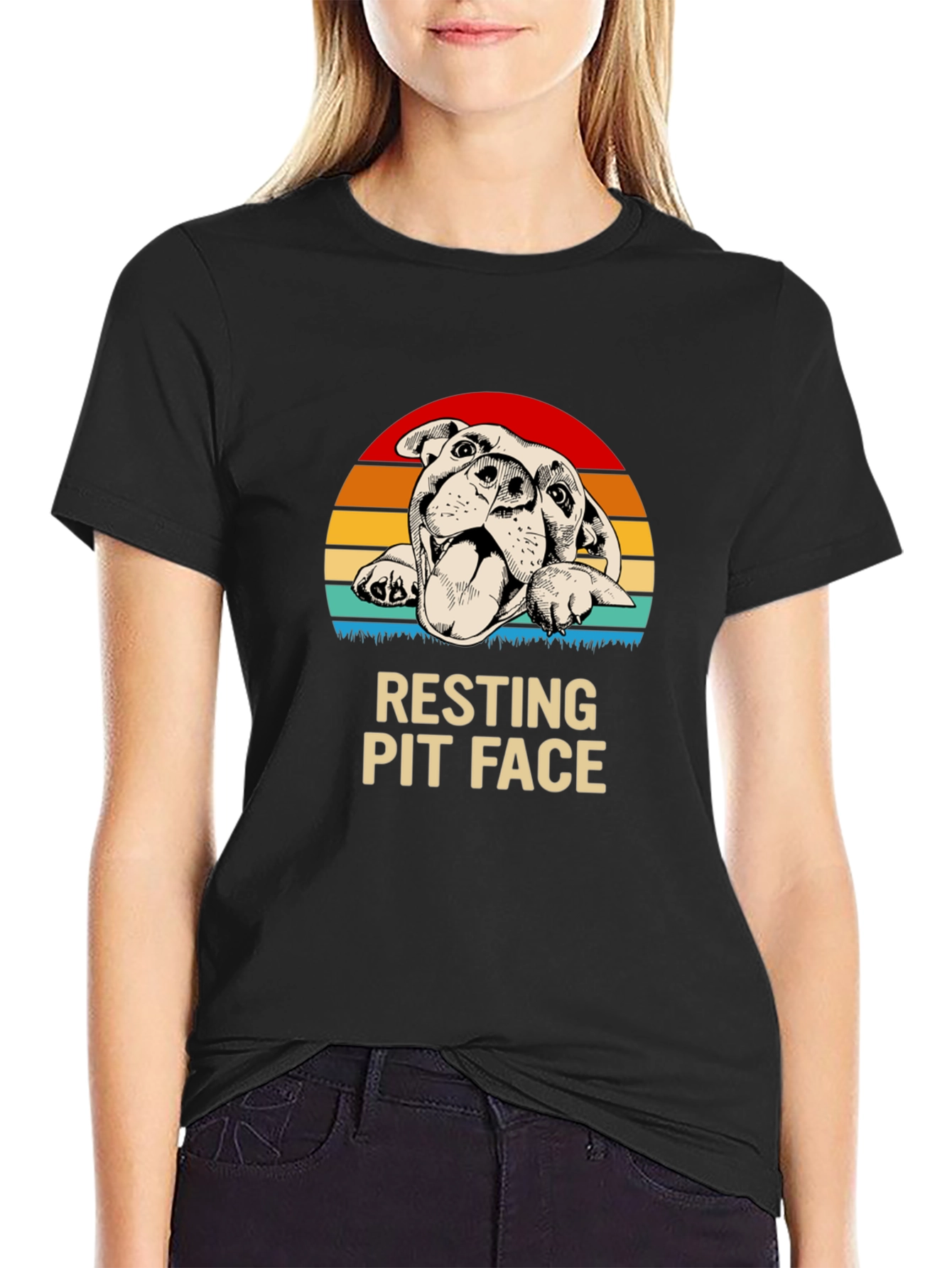 Black Resting Pit Face Graphic Tee view 2