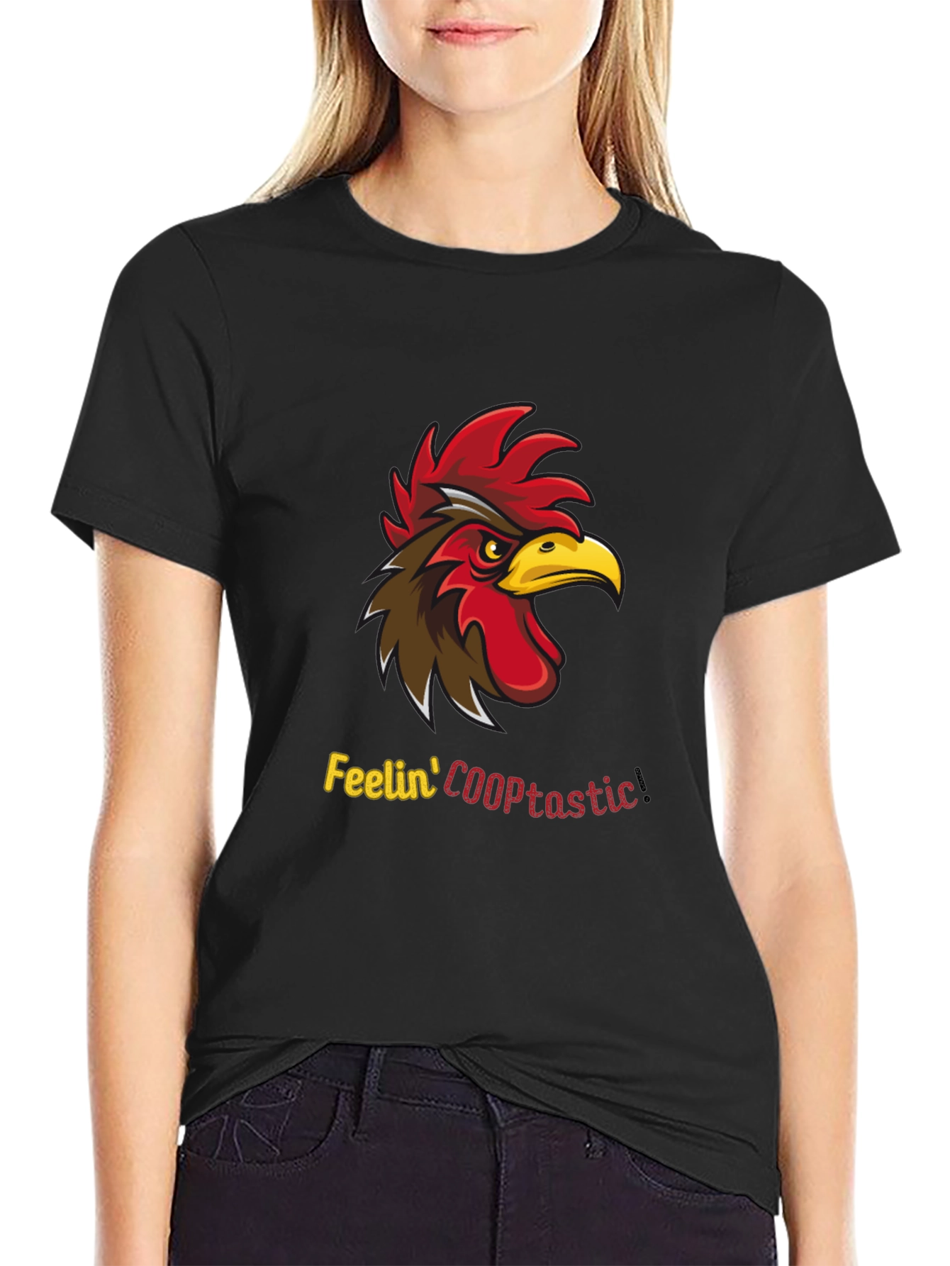 Black Feelin' COOPtastic Rooster Graphic T-Shirt view 2