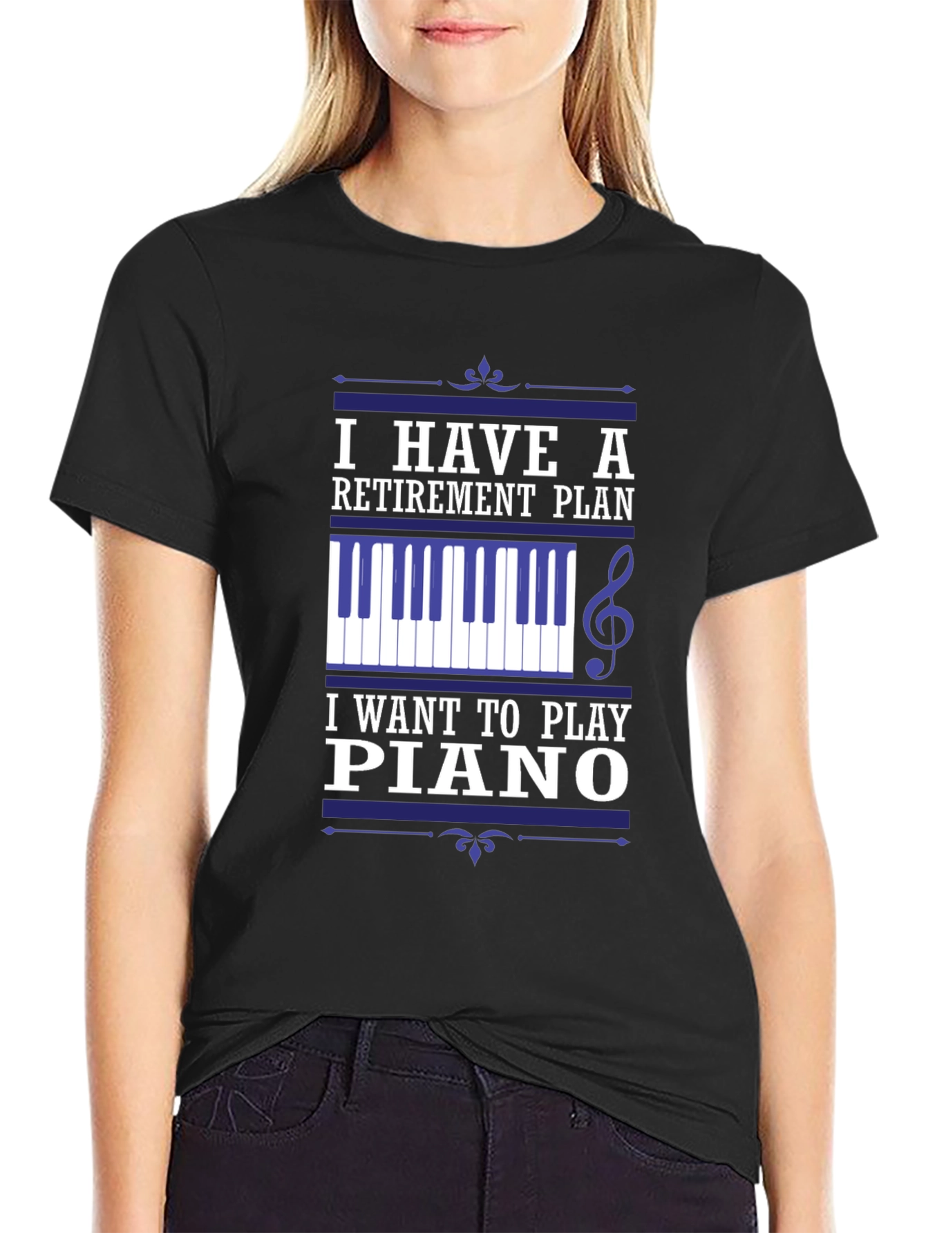 Black Retirement Plan Piano T-Shirt - Musician Gift view 2