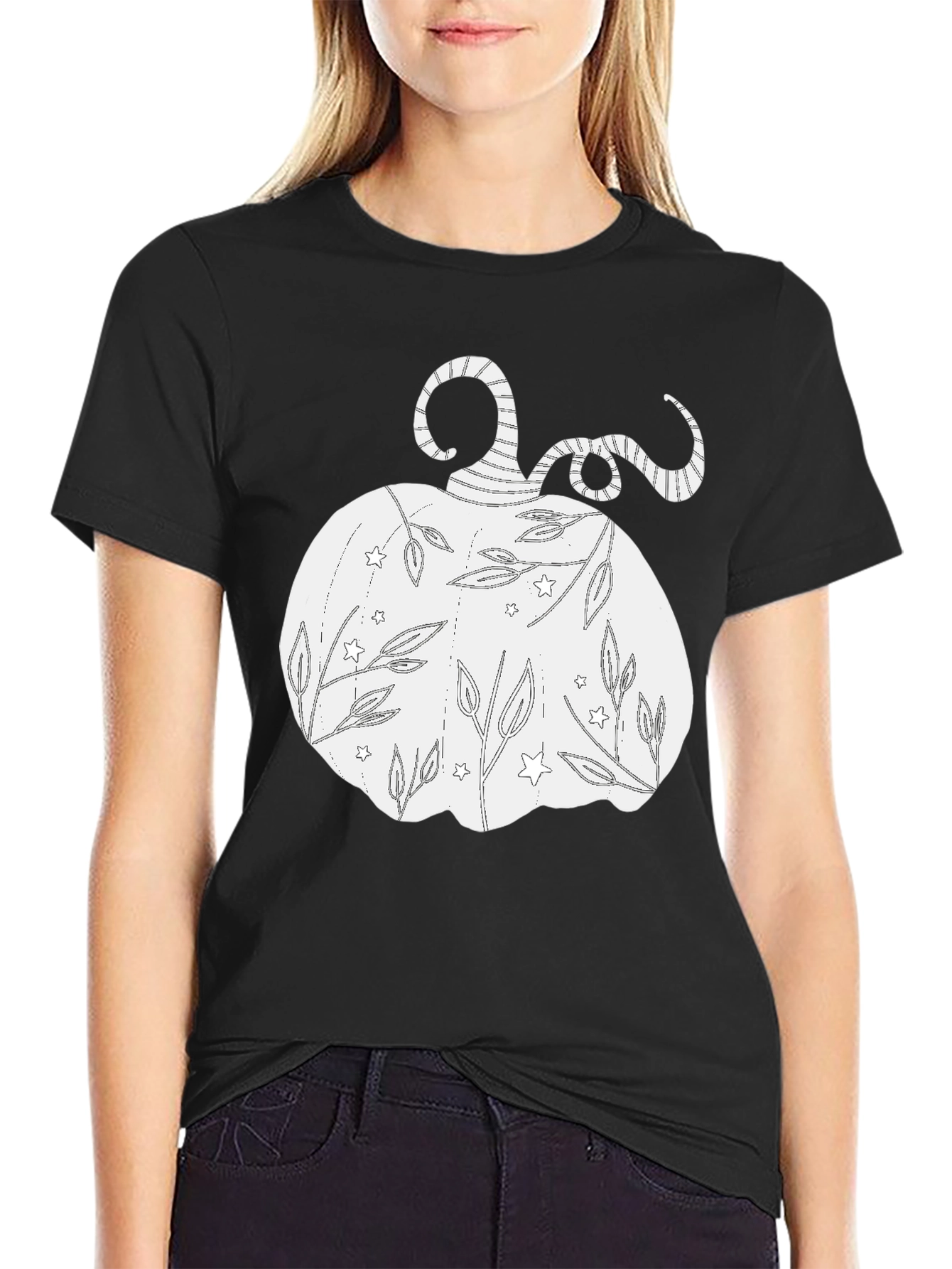 Black Pumpkin Graphic Tee - Fall Vibes view 2
