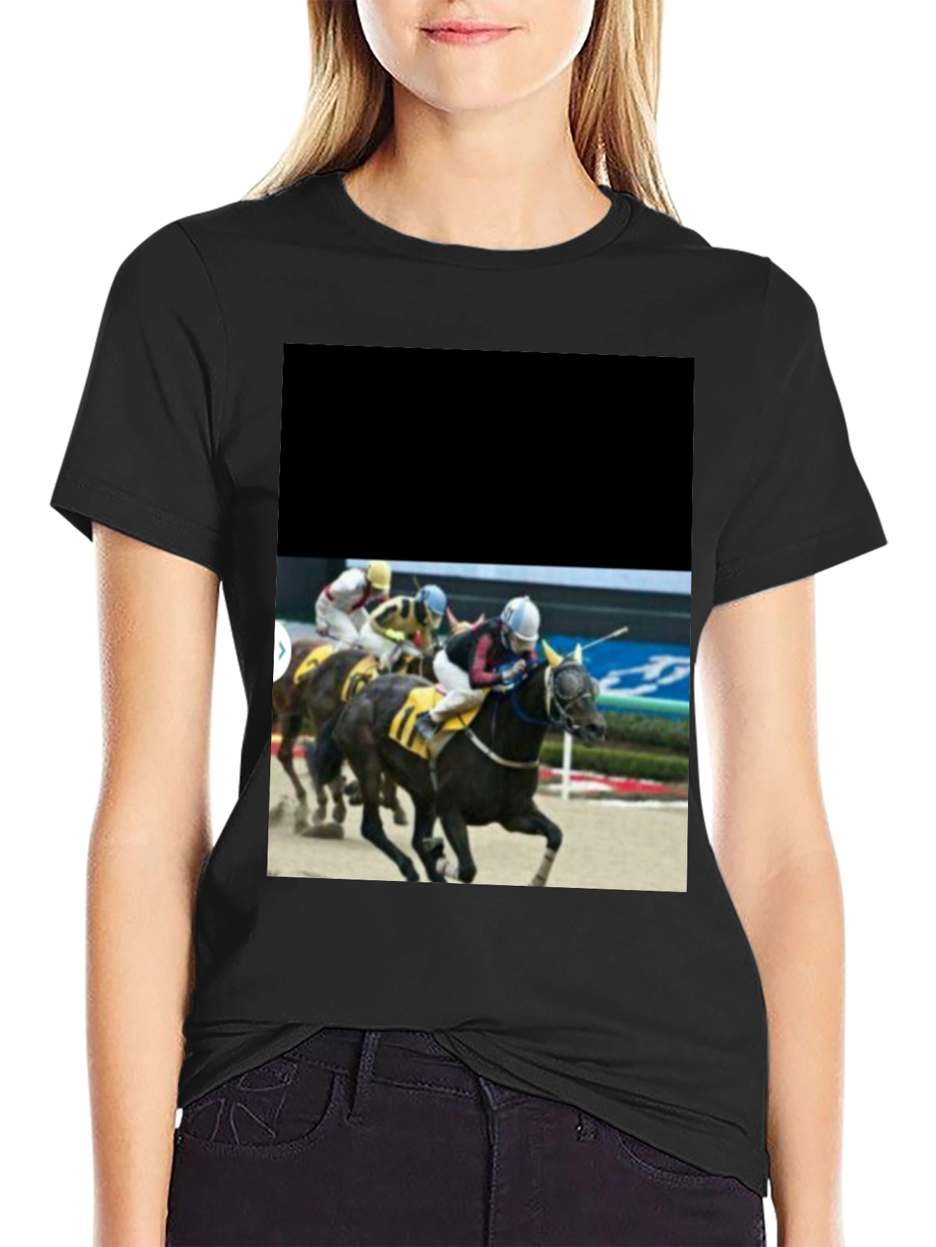 Black Horse Racing T-Shirt - Black Graphic Tee view 2