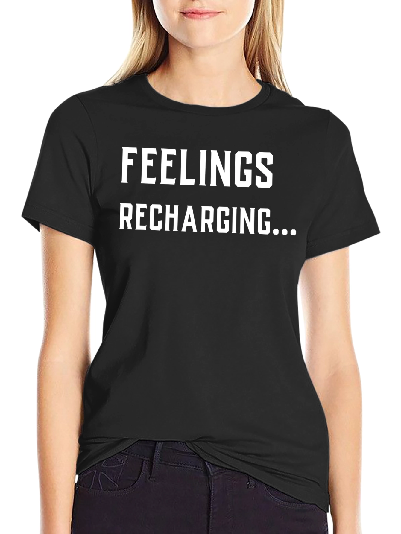 Black Feelings Recharging Graphic Tee - Black Cotton Comfort view 2