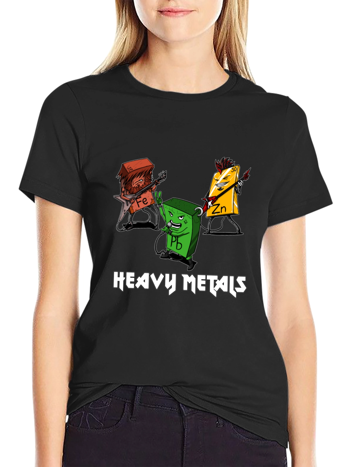 Black Heavy Metals Band T-Shirt - Funny Science Rock Tee view 2