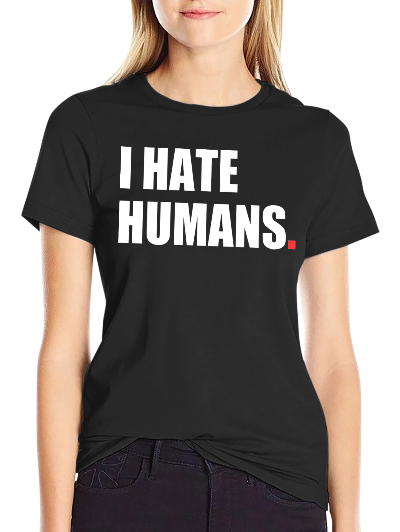 Black I HATE HUMANS Black Graphic Tee - Novelty Shirt view 2