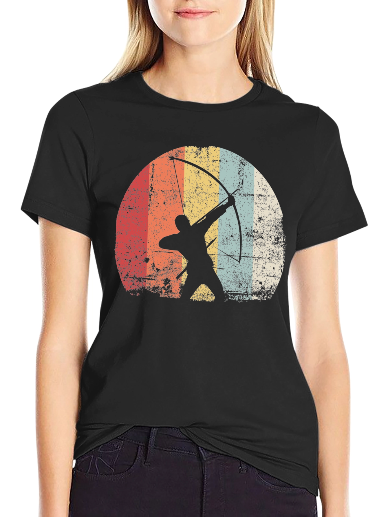 Black Vintage Archer T-Shirt - Retro Style view 2