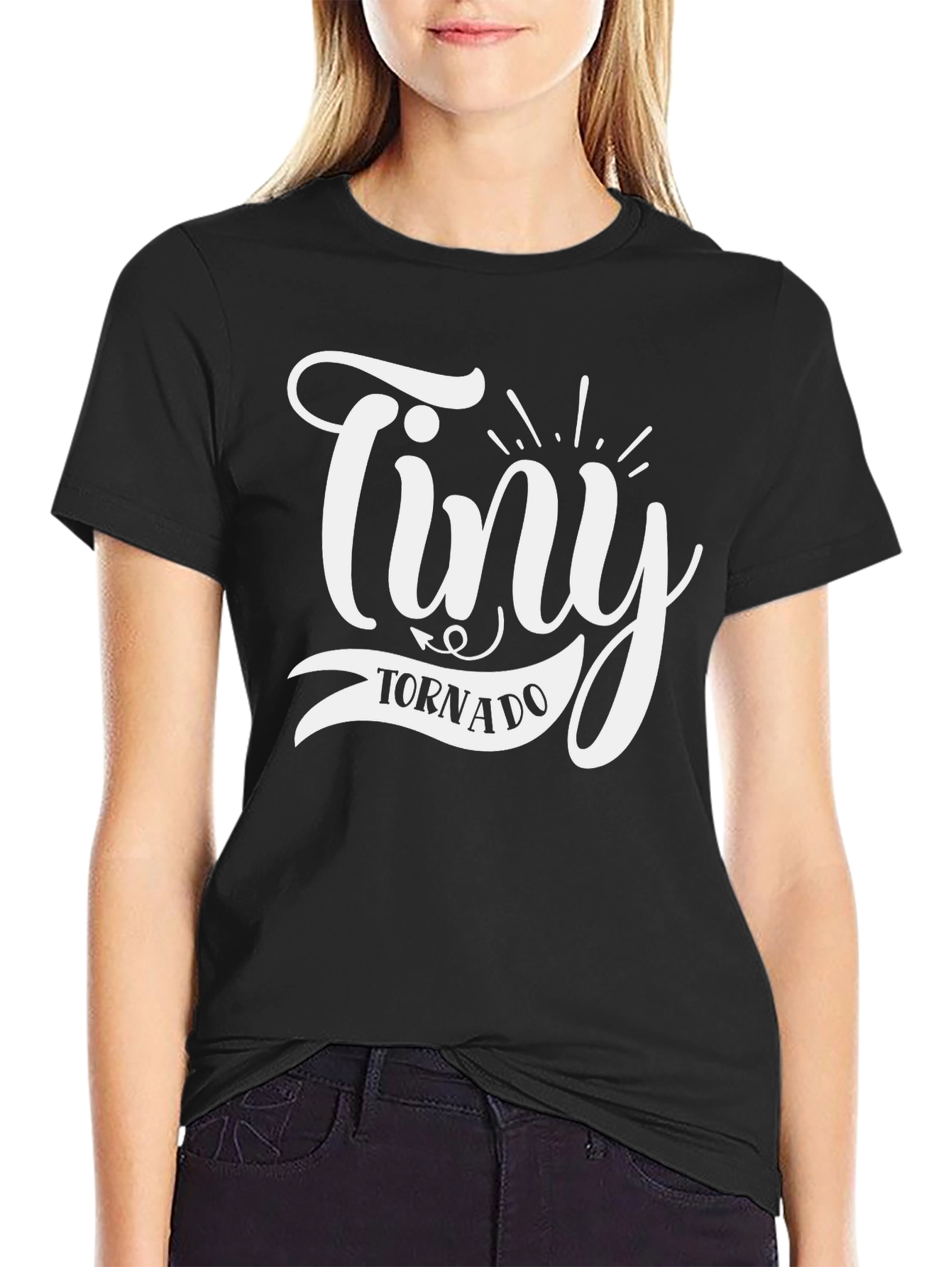 Black Tiny Tornado Black T-Shirt - Funny Graphic Tee view 2