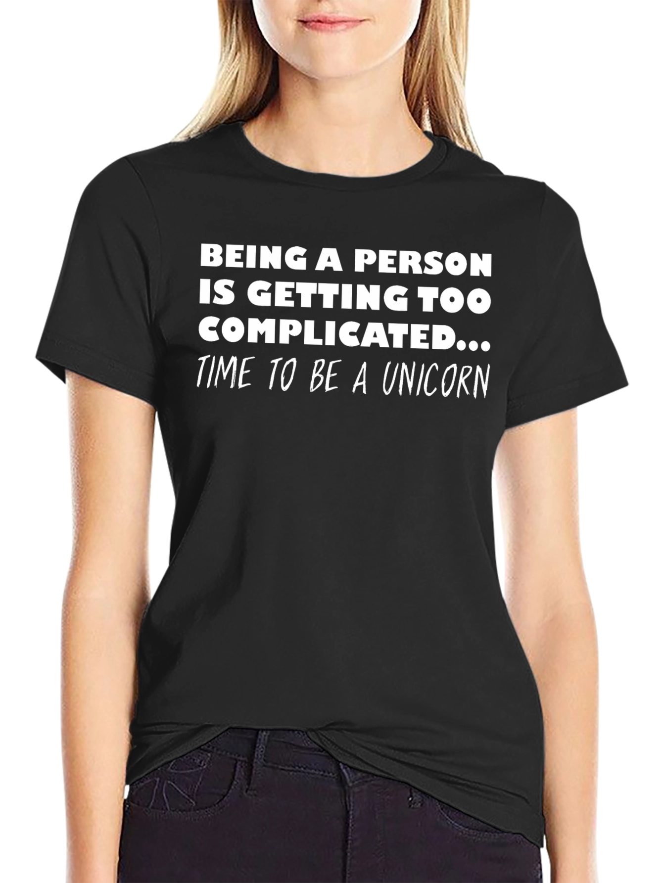 Black Time To Be A Unicorn Novelty Graphic Tee view 2